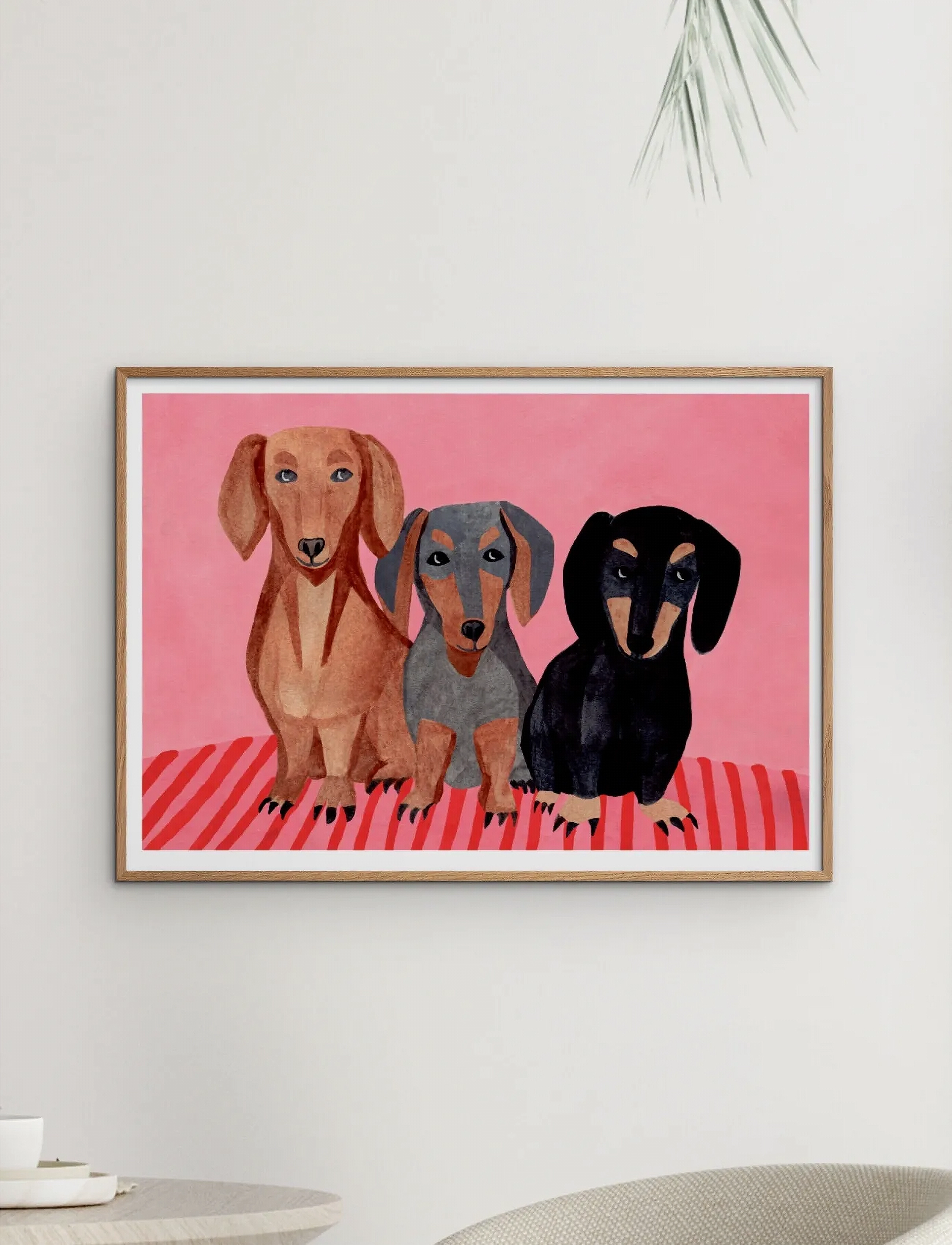 Poster & Frame Iga Kosicka Dachshunds, 30X40 cm, Posters, Rosa - Illustrations, Homeware