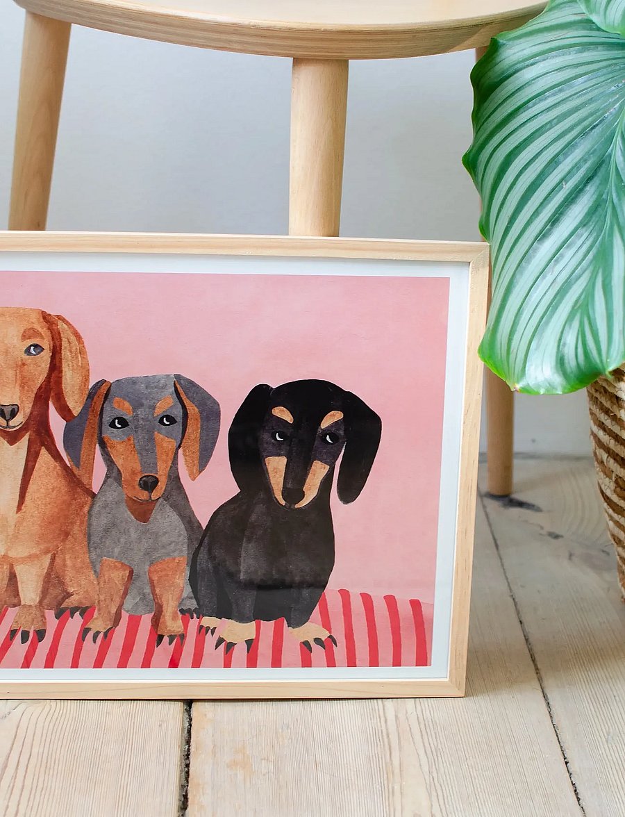 Poster & Frame - Iga Kosicka - Dachshunds - illustrationen - pink - 2