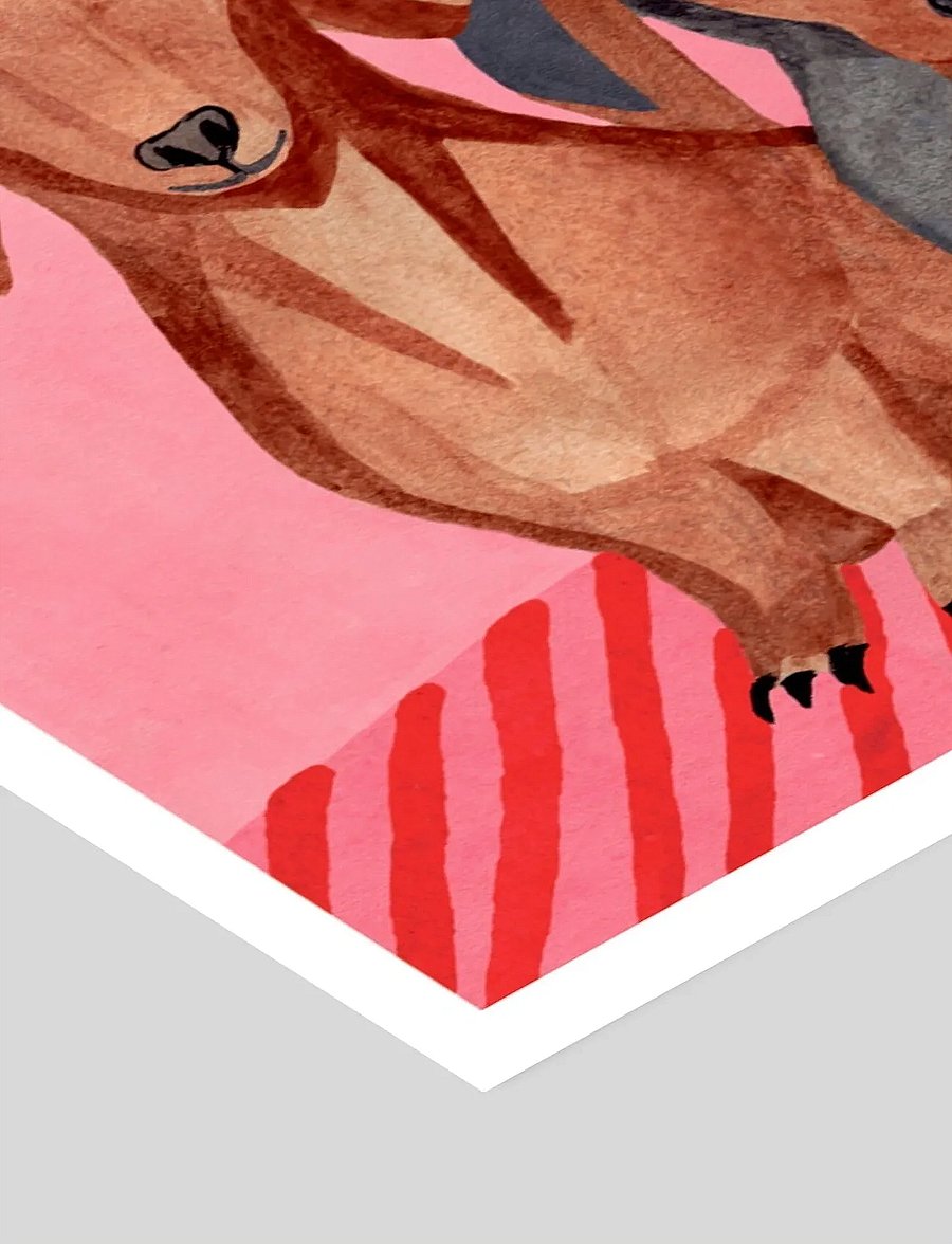 Poster & Frame - Iga Kosicka - Dachshunds - illustrationen - pink - 3