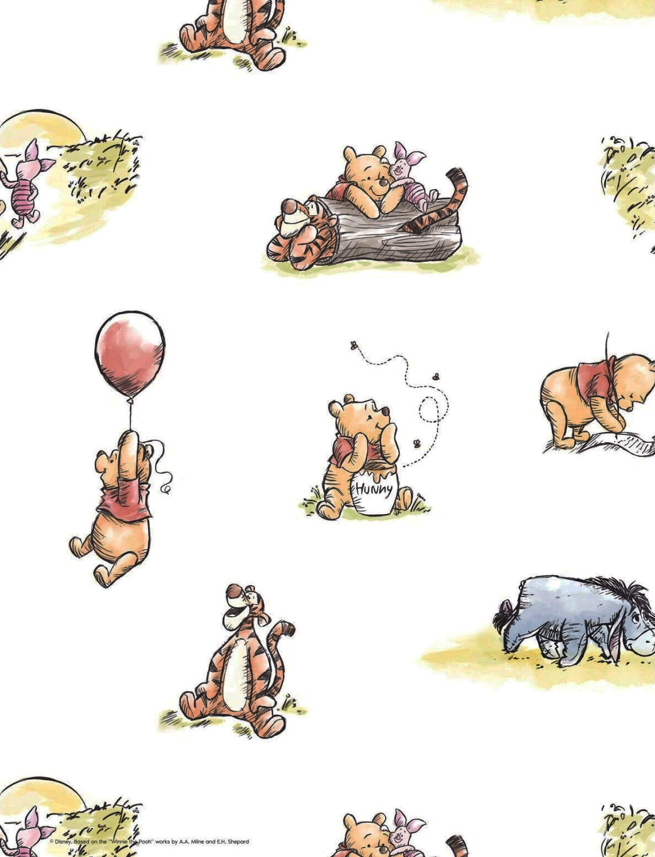 Poster & Frame - Disney - Winnie The Pooh Classic Pattern - djur - multicolor - 1