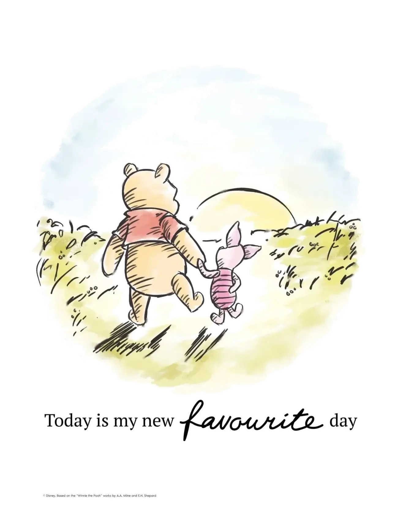 Poster & Frame Disney Winnie The Pooh Friendship Sunset, 50X 70 cm, Posters Frames, Beige - Posters, Kinder