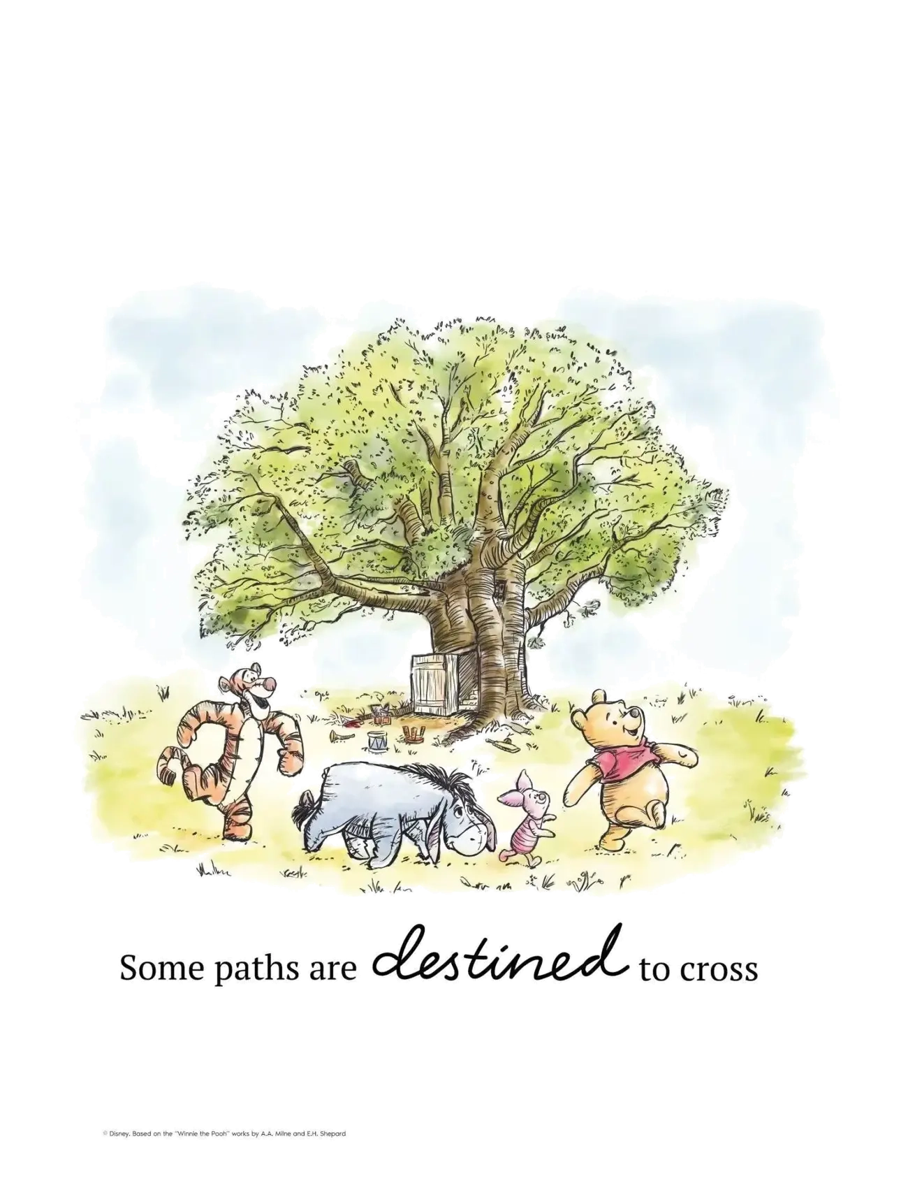 Poster & Frame Disney Winnie The Pooh Tree Gathering Print, 50X 70 cm, Posters Frames, Mehrfarbig/gemustert - Posters, Kinder