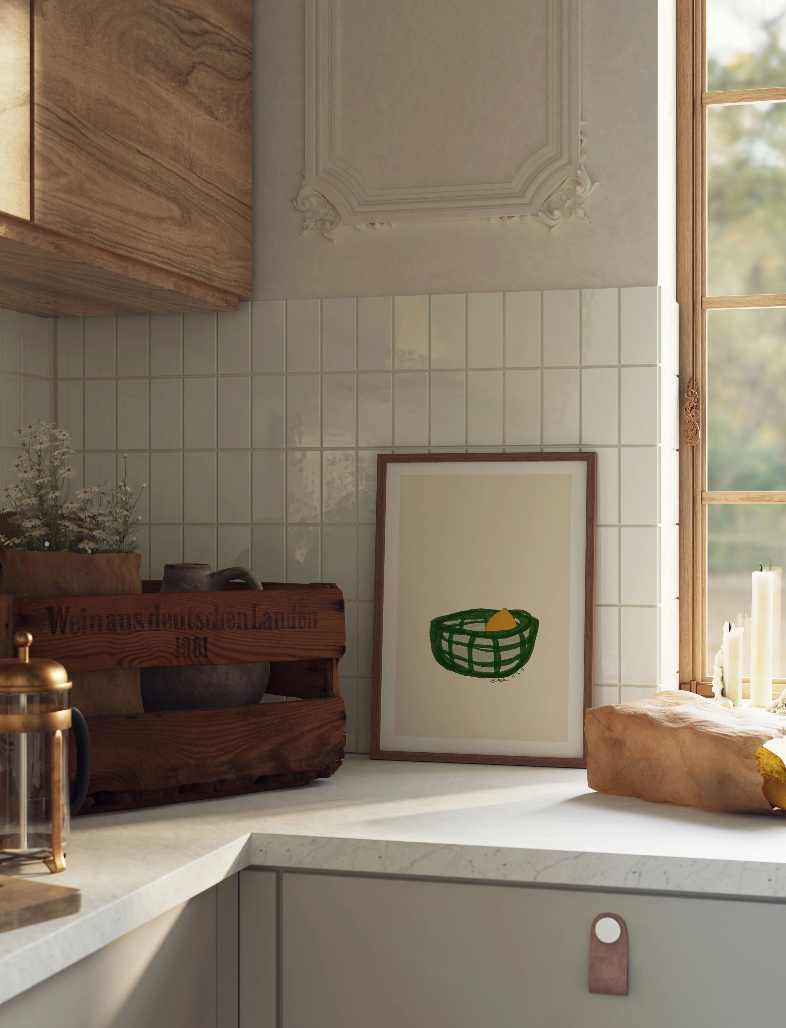 Poster & Frame Engberg Studio A Lemon In Basket- Cream, 70X100 cm, Posters, Mehrfarbig/gemustert - Food, Homeware