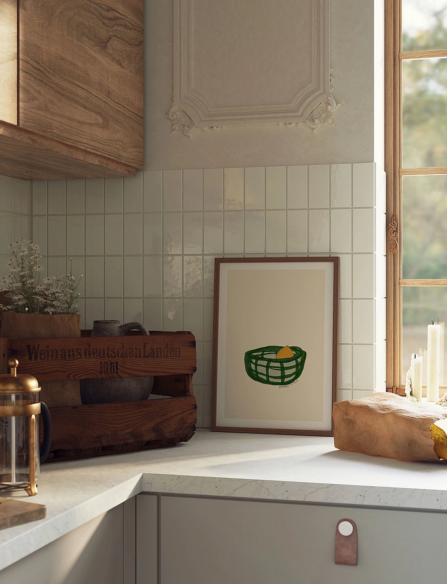 Poster & Frame - Engberg Studio - A lemon in a basket- Cream - essen - multi - 0
