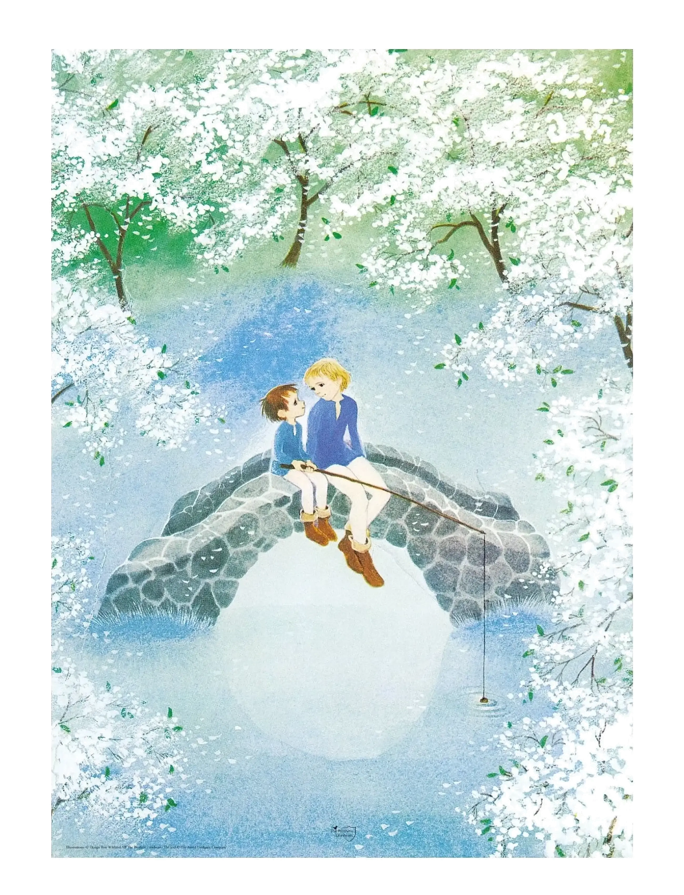 Poster & Frame Astrid Lindgren Fishing The Borthers Lionheart, 50X70 cm, Posters Frames, Blau - Posters, Kinder