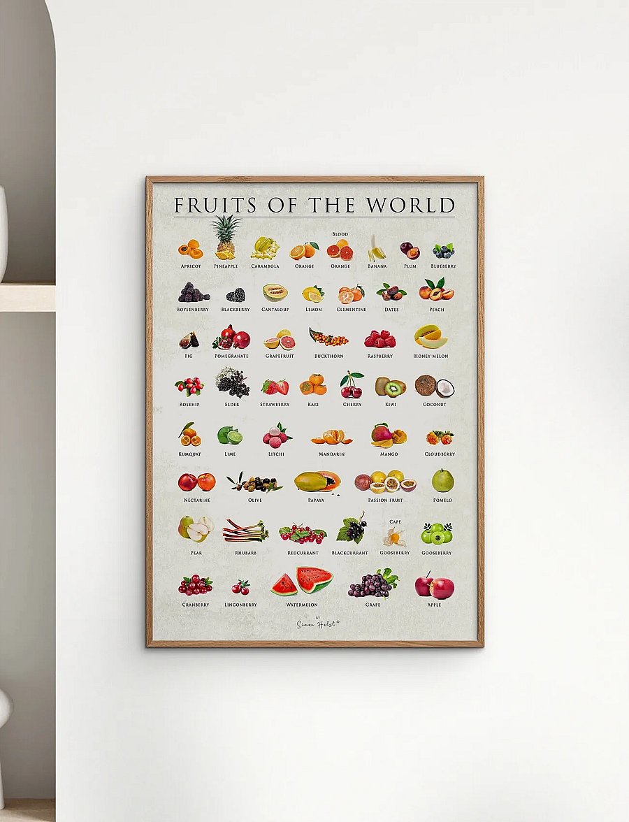 Poster & Frame - Simon Holst - Fruits of the world - virtuves plakāti - multi - 0