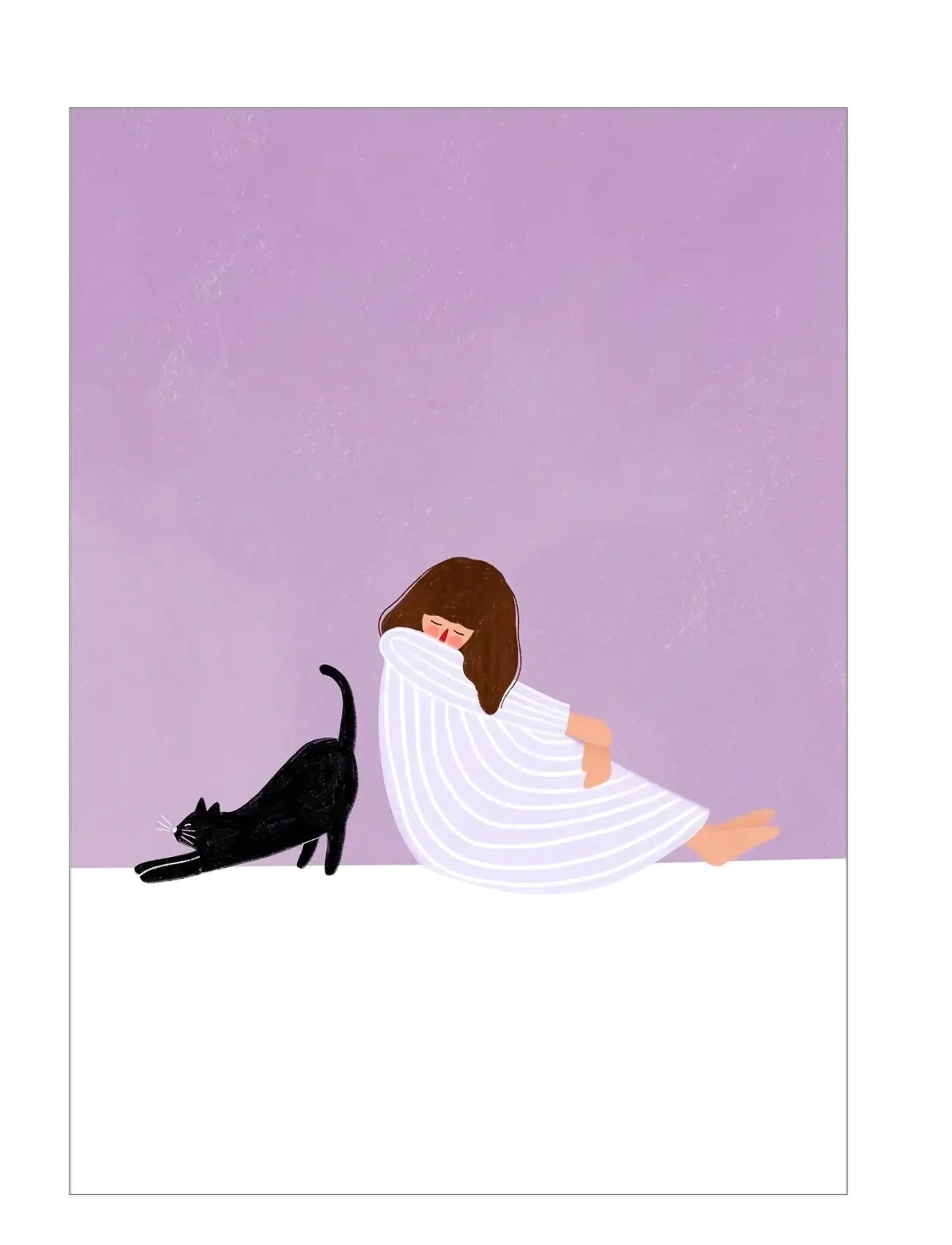 Poster & Frame Bea Muller Girl And Cat, Illustrations, Lila, Str: 30X40CM