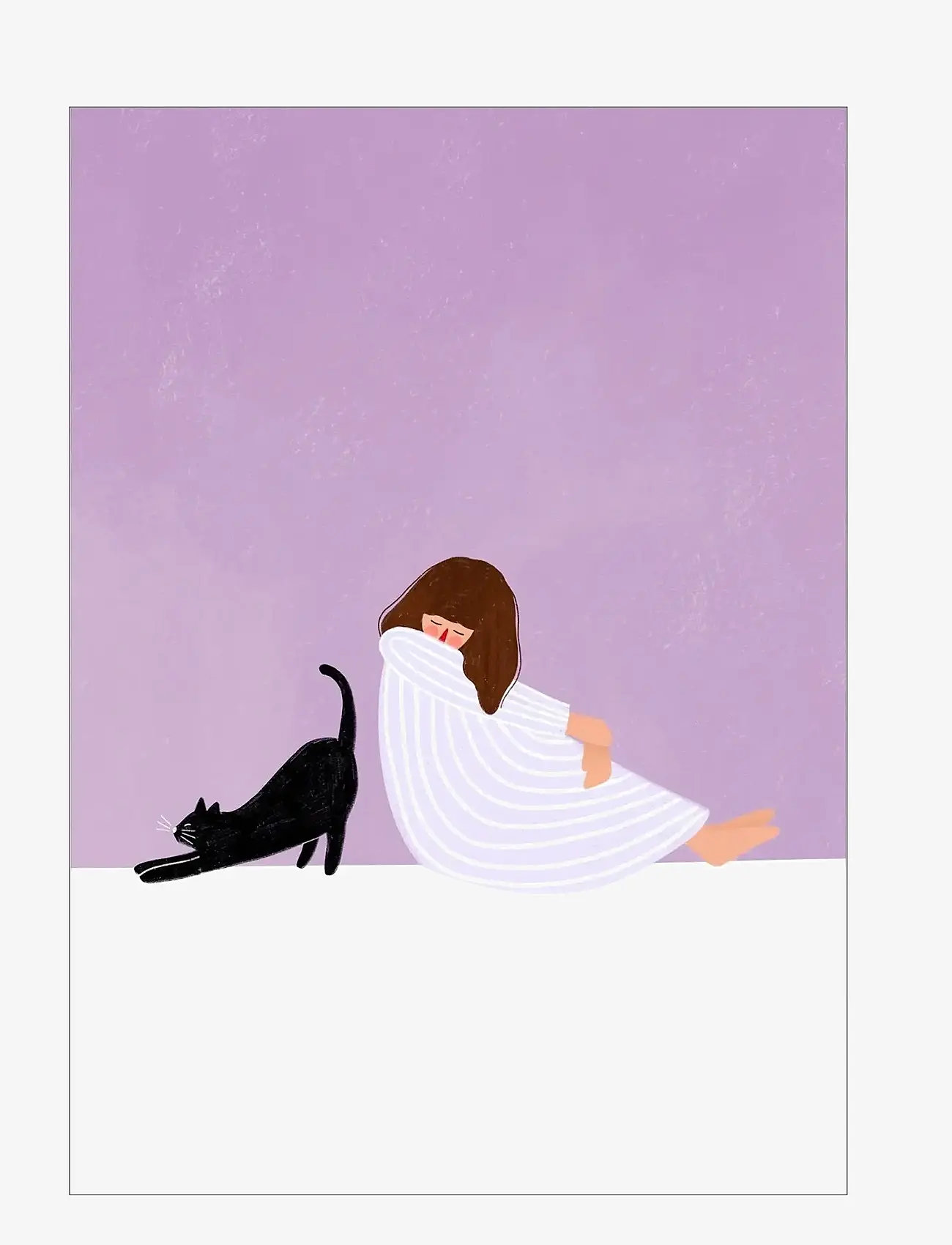 Poster & Frame - Bea Muller - Girl and Cat - illustrationer - purple - 0