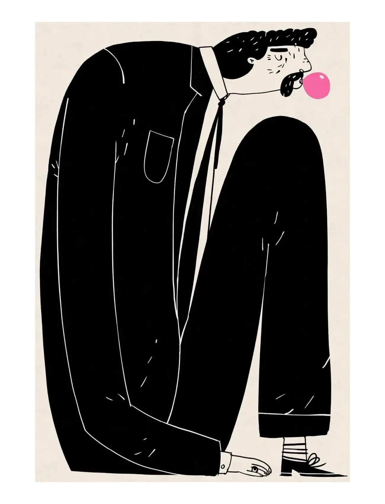 Poster & Frame Martin Jørgensen Gum Man, Sort & Hvid, Sort, Str: 70X100CM