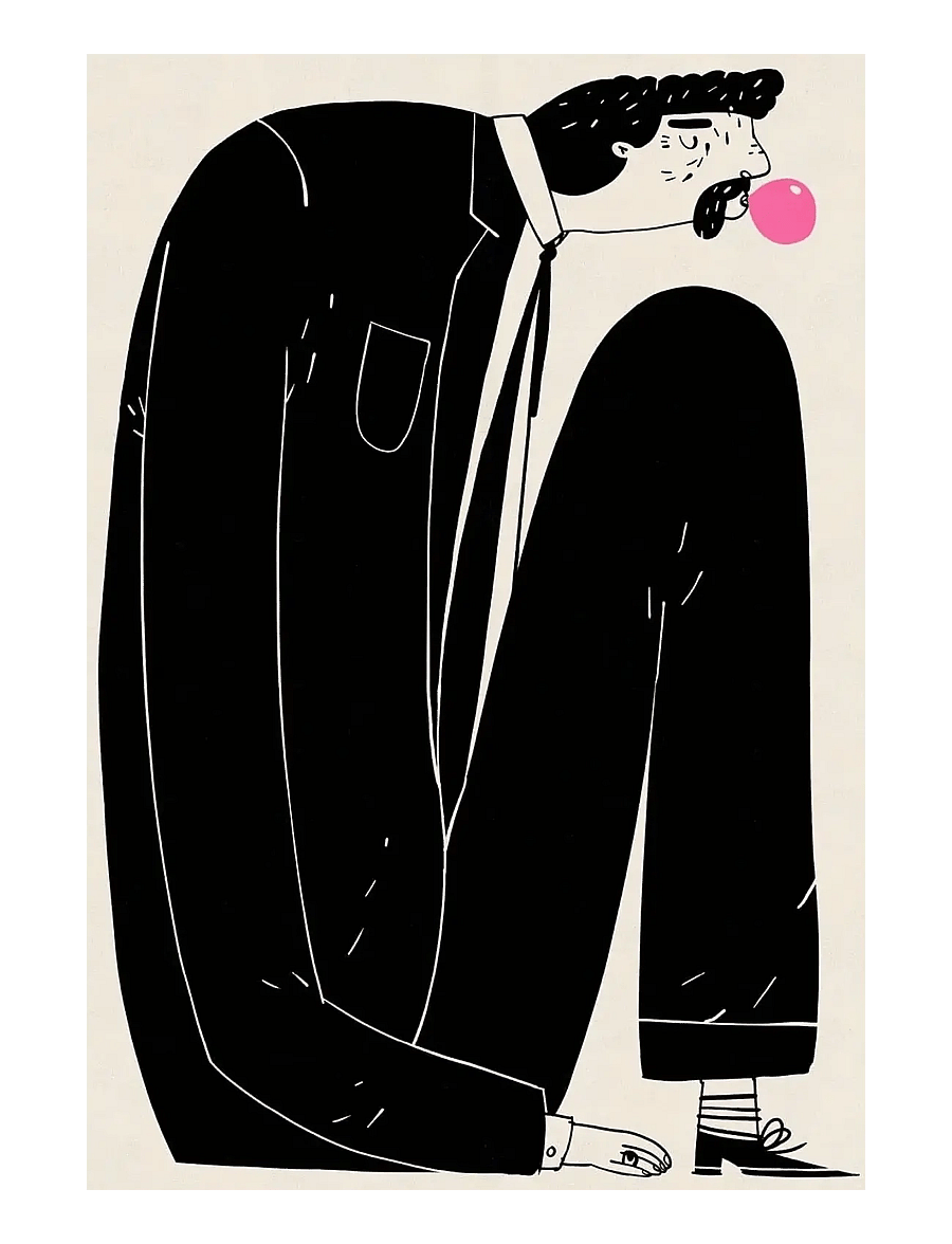 Poster & Frame - Martin Jørgensen - Gum man - schwarz-weiß-motive - black - 1