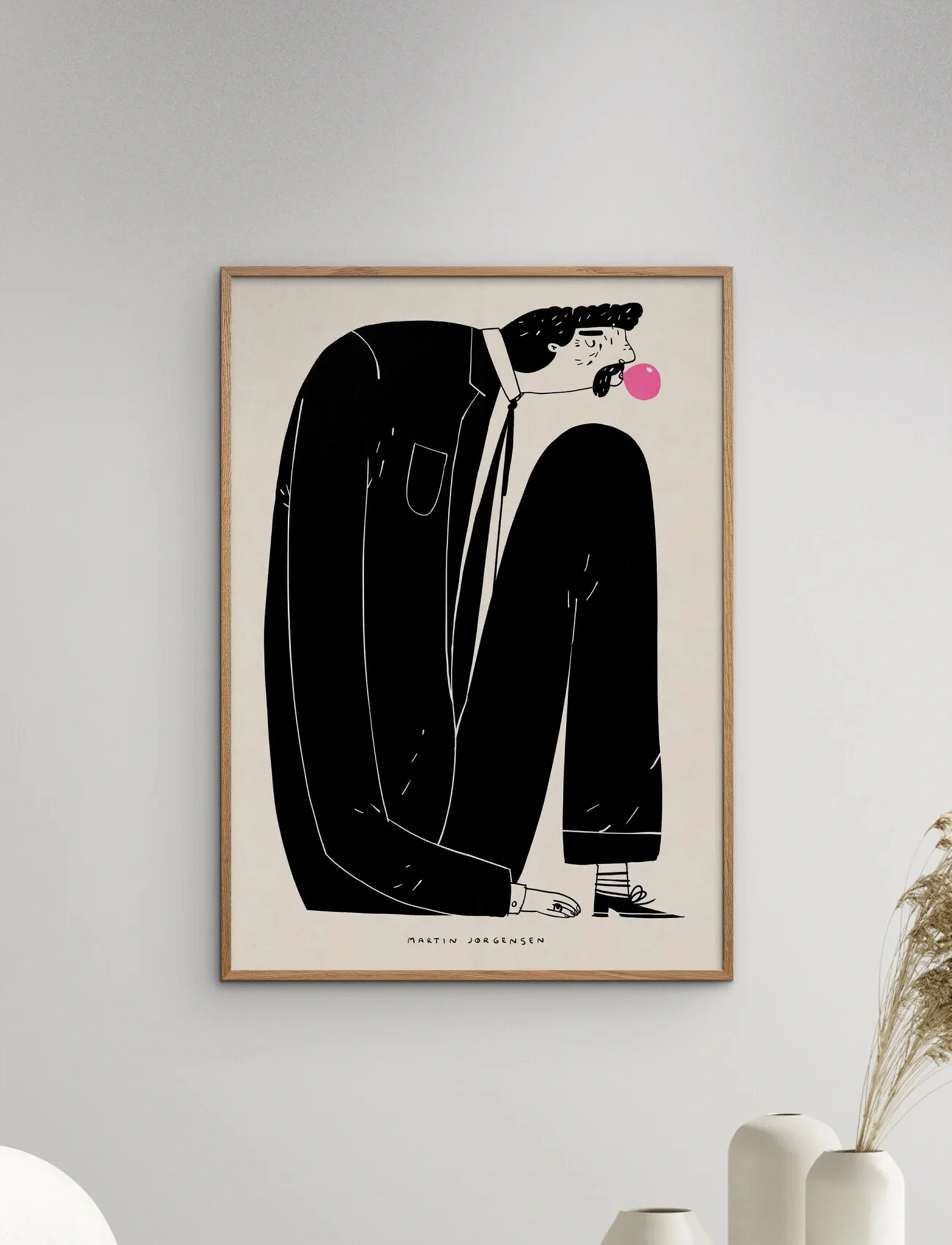 Poster & Frame Martin Jørgensen Gum Man, 70X100 cm, Posters, Schwarz - Black White, Homeware