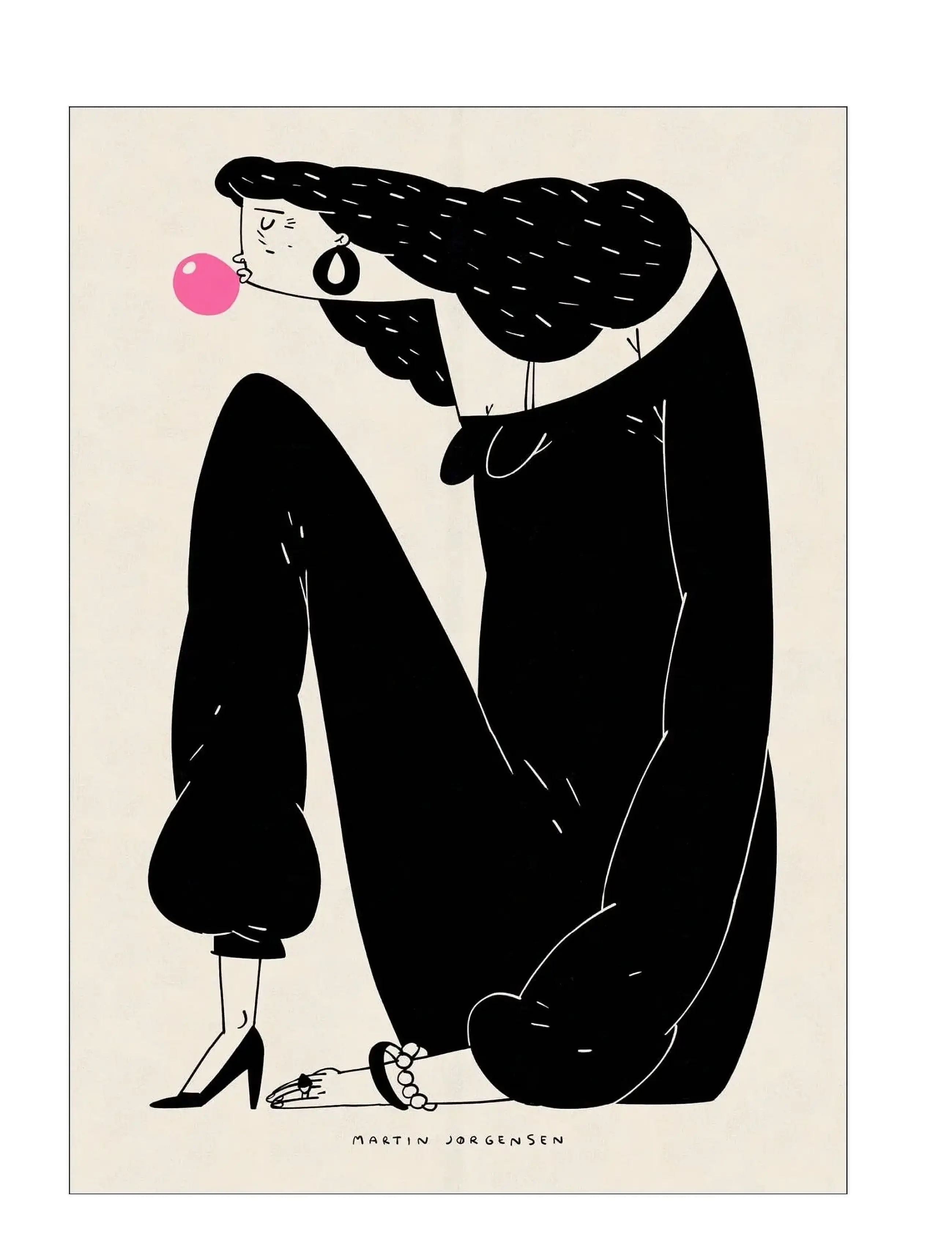 Poster & Frame Martin Jørgensen Gum Woman, Illustrations, Sort, Str: 70X100CM