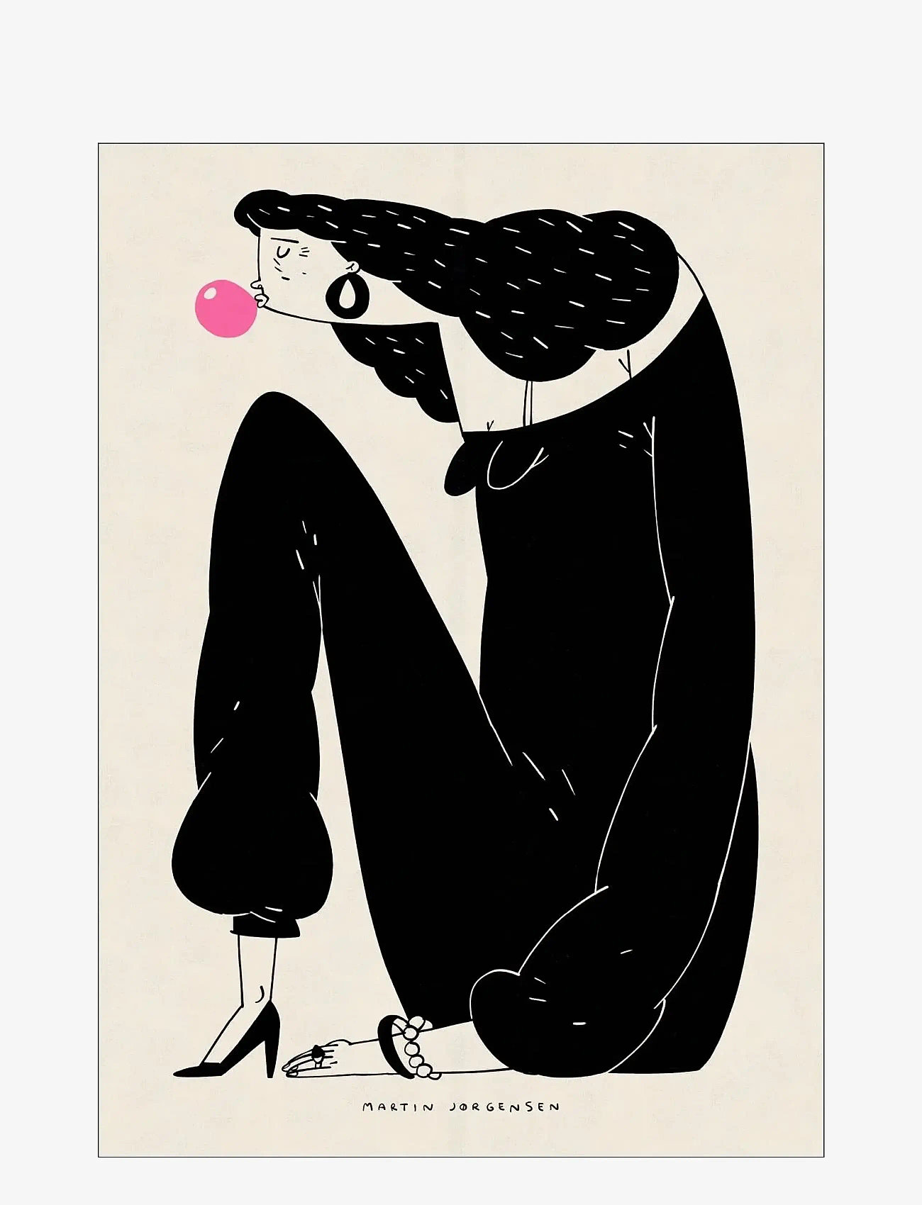 Poster & Frame - Martin Jørgensen - Gum woman - illustrationer - black - 0