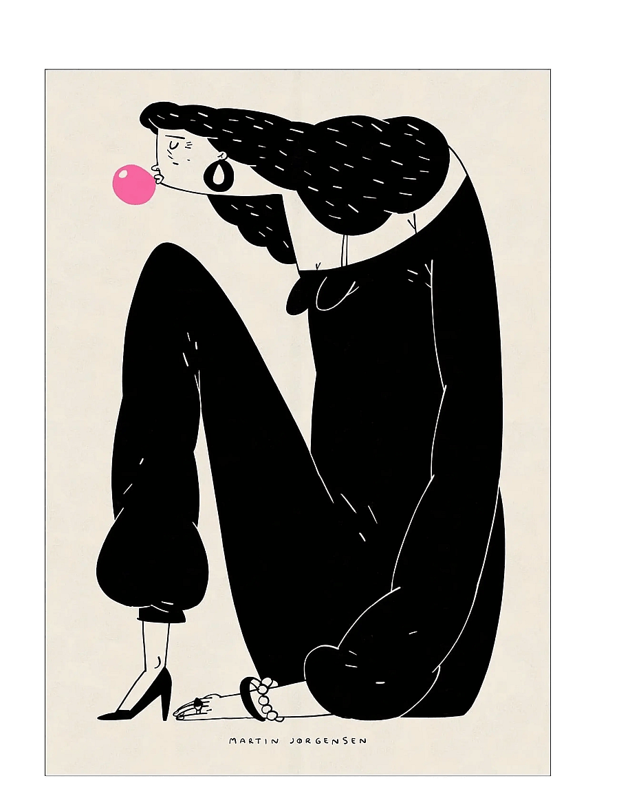 Poster & Frame - Martin Jørgensen - Gum woman - illustratsioonid - black - 1