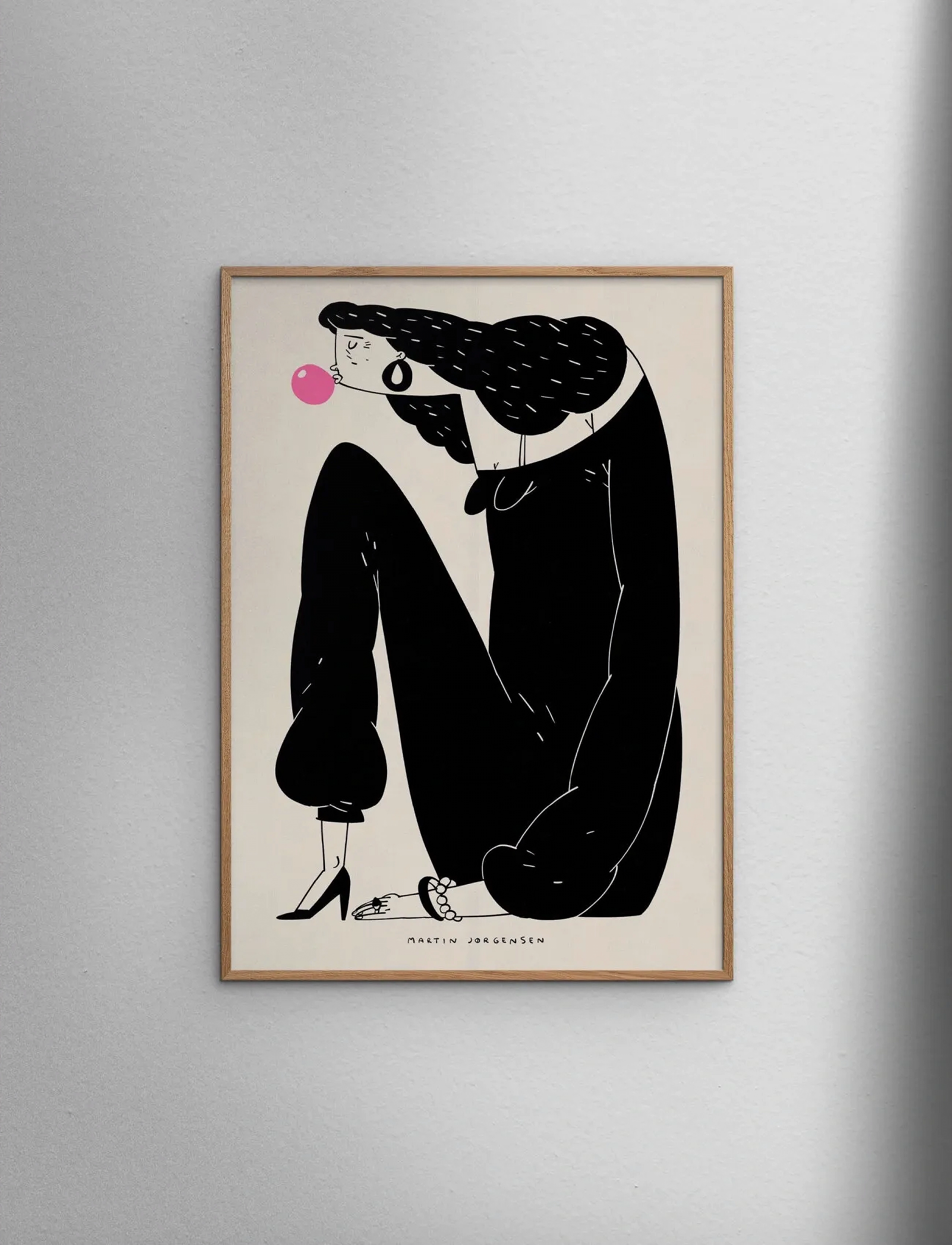 Poster & Frame Martin Jørgensen Gum Woman, 30X40 cm, Posters, Schwarz - Illustrations, Homeware