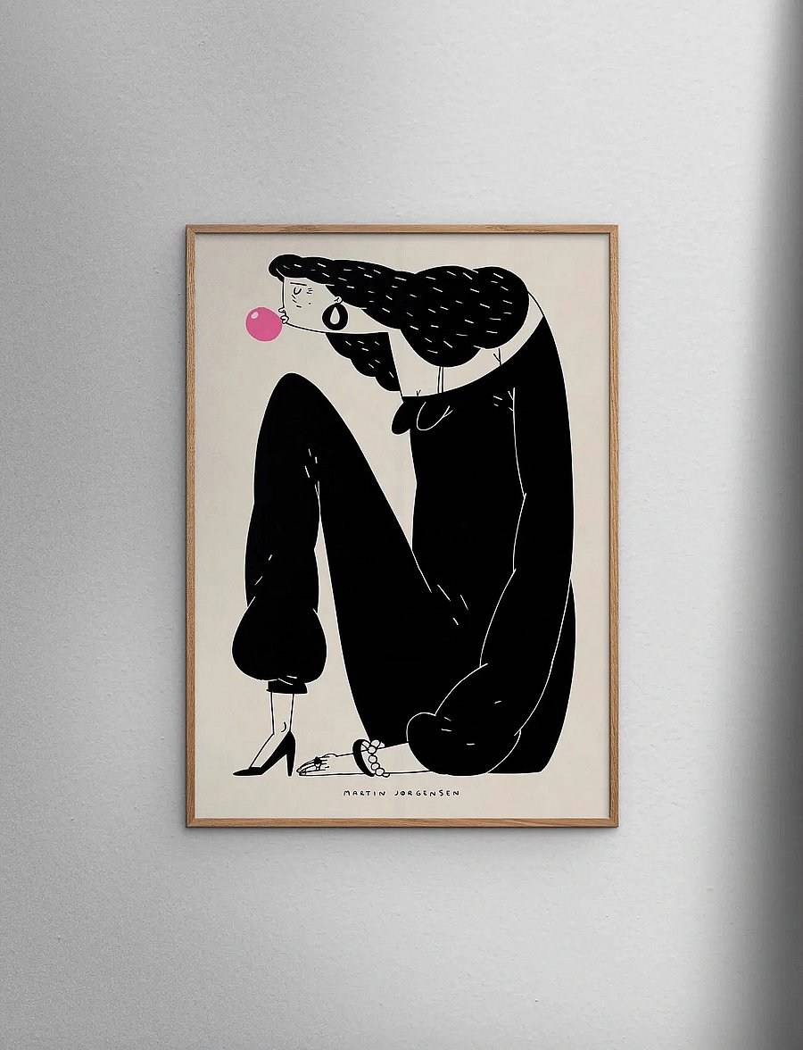 Poster & Frame - Martin Jørgensen - Gum woman - illustratsioonid - black - 0