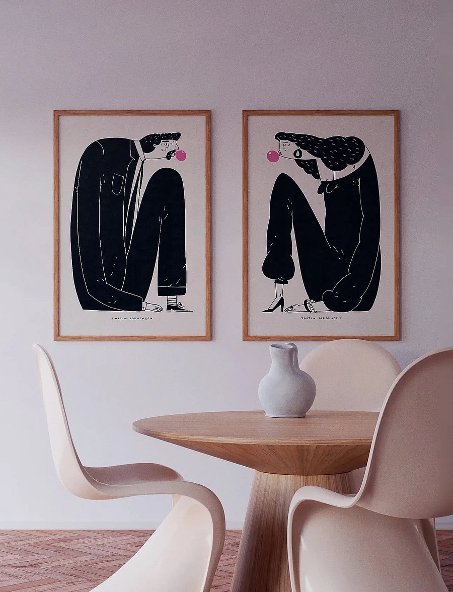 Poster & Frame - Martin Jørgensen - Gum woman - illustratsioonid - black - 2