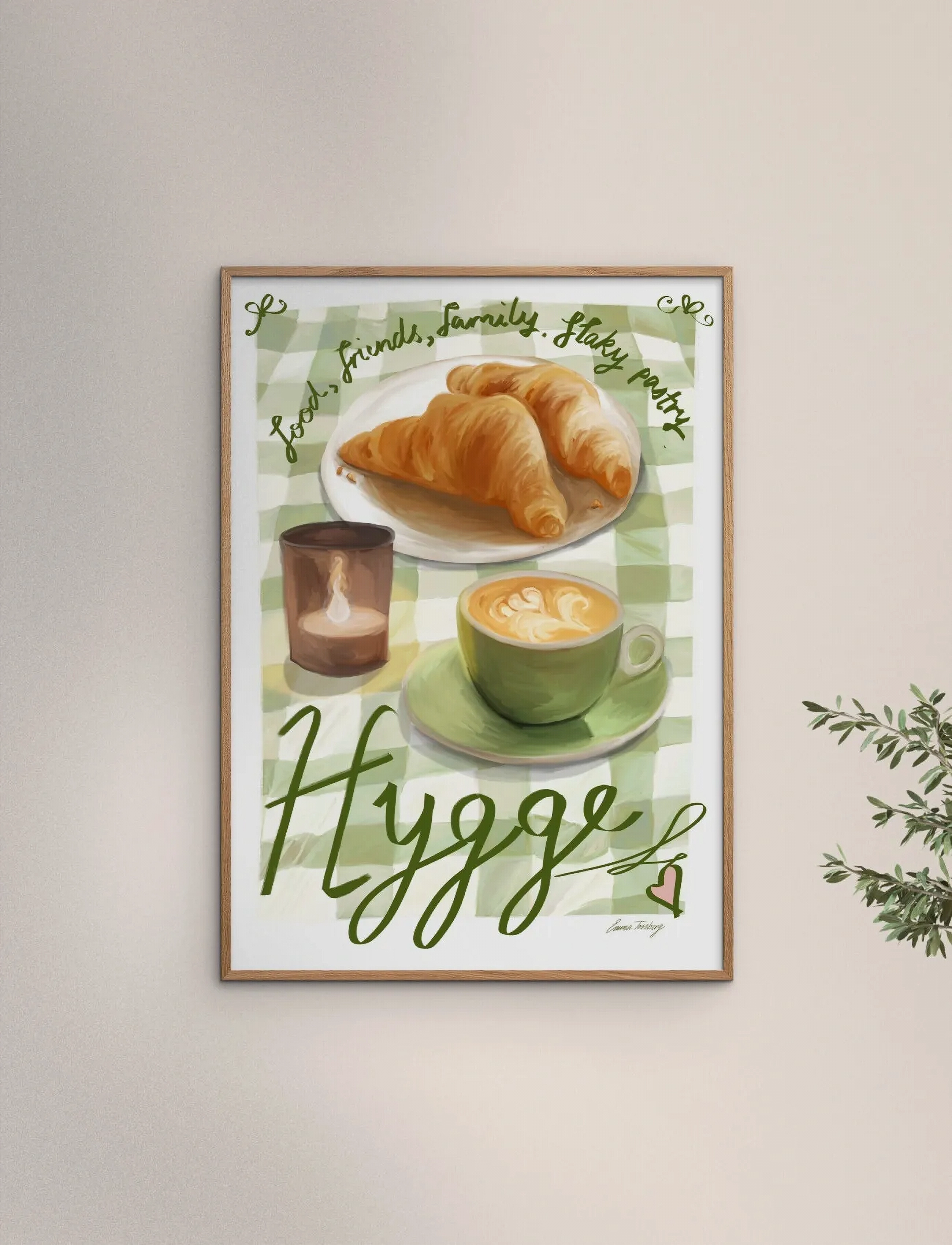 Poster & Frame Emma Forsberg Hygge, 50X70 cm, Posters, Grün - Illustrations, Homeware