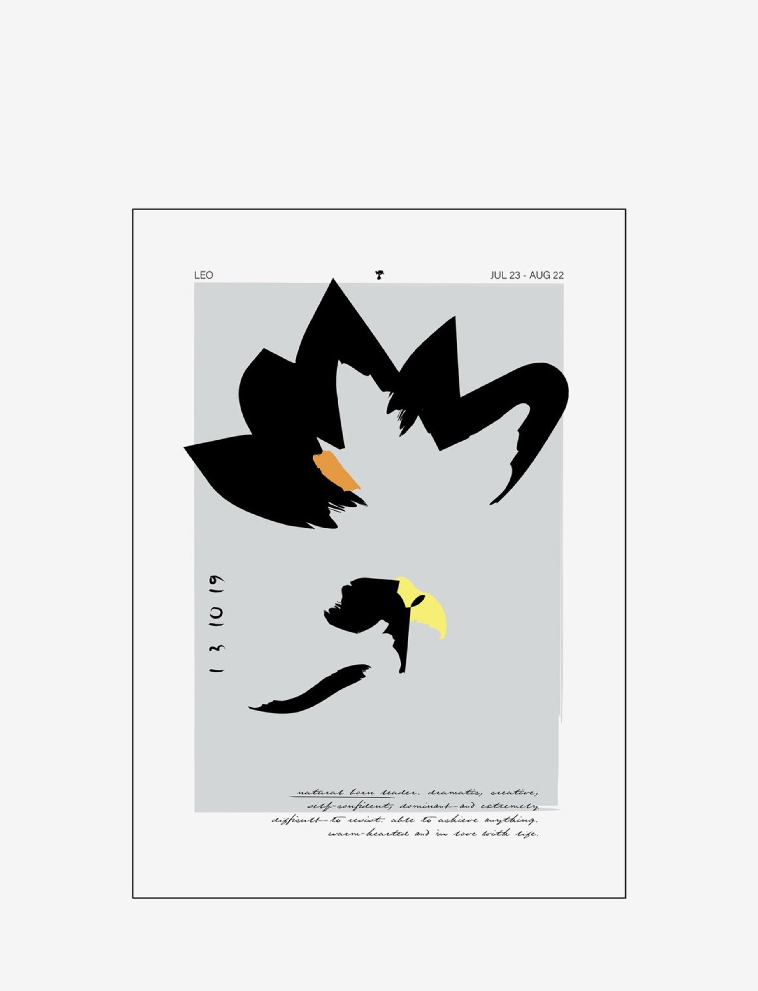 Poster & Frame Leo, Sort & Hvid, Multi/mønstret, Str: 42X29.7CM