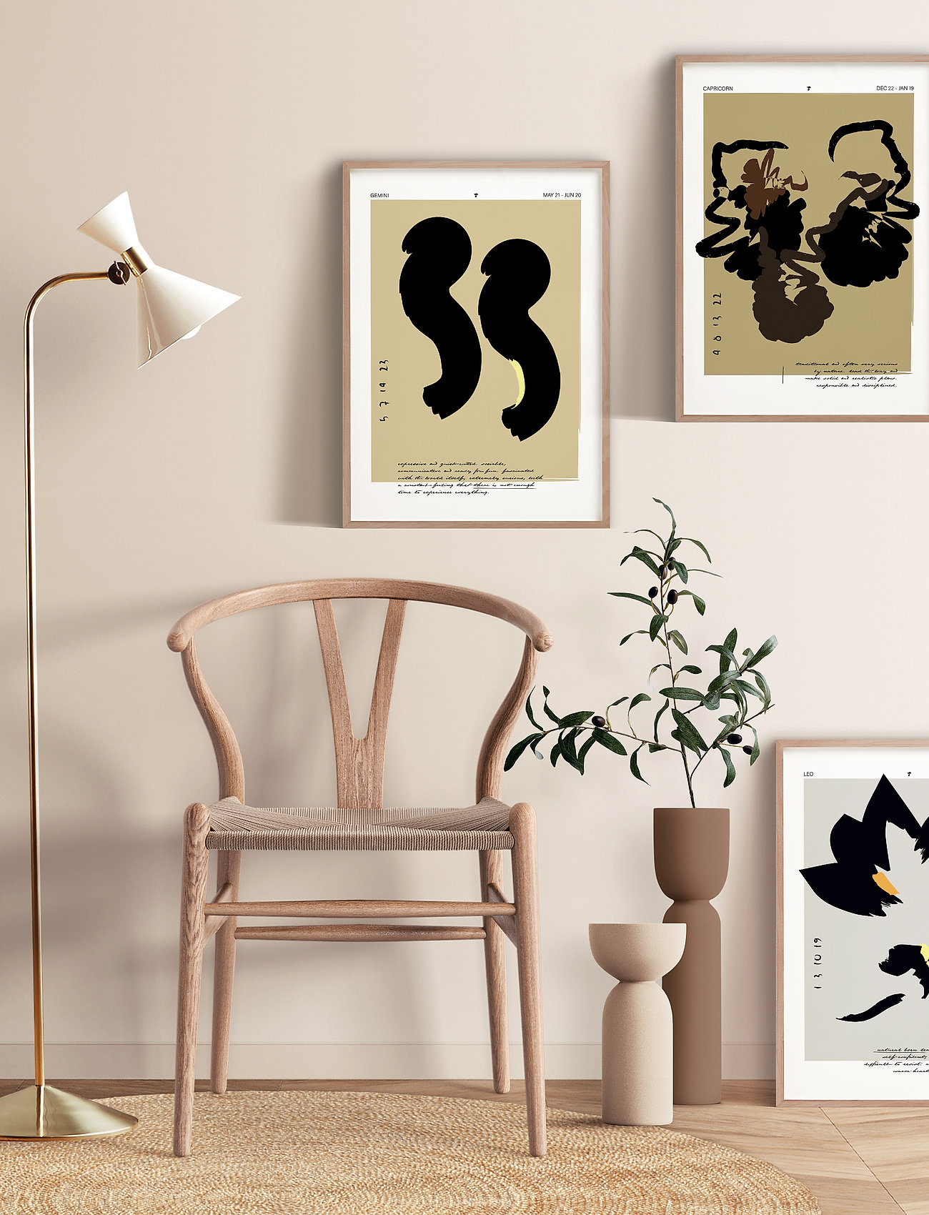 Poster & Frame Leo, 42X29.7 cm, Posters, Mehrfarbig/gemustert - Black White, Homeware