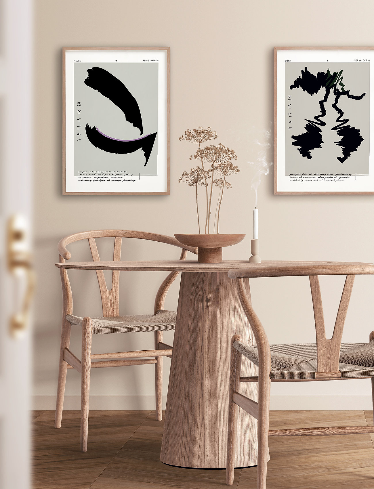 Poster & Frame Libra, 50X70 cm, Posters, Mehrfarbig/gemustert - Black White, Homeware
