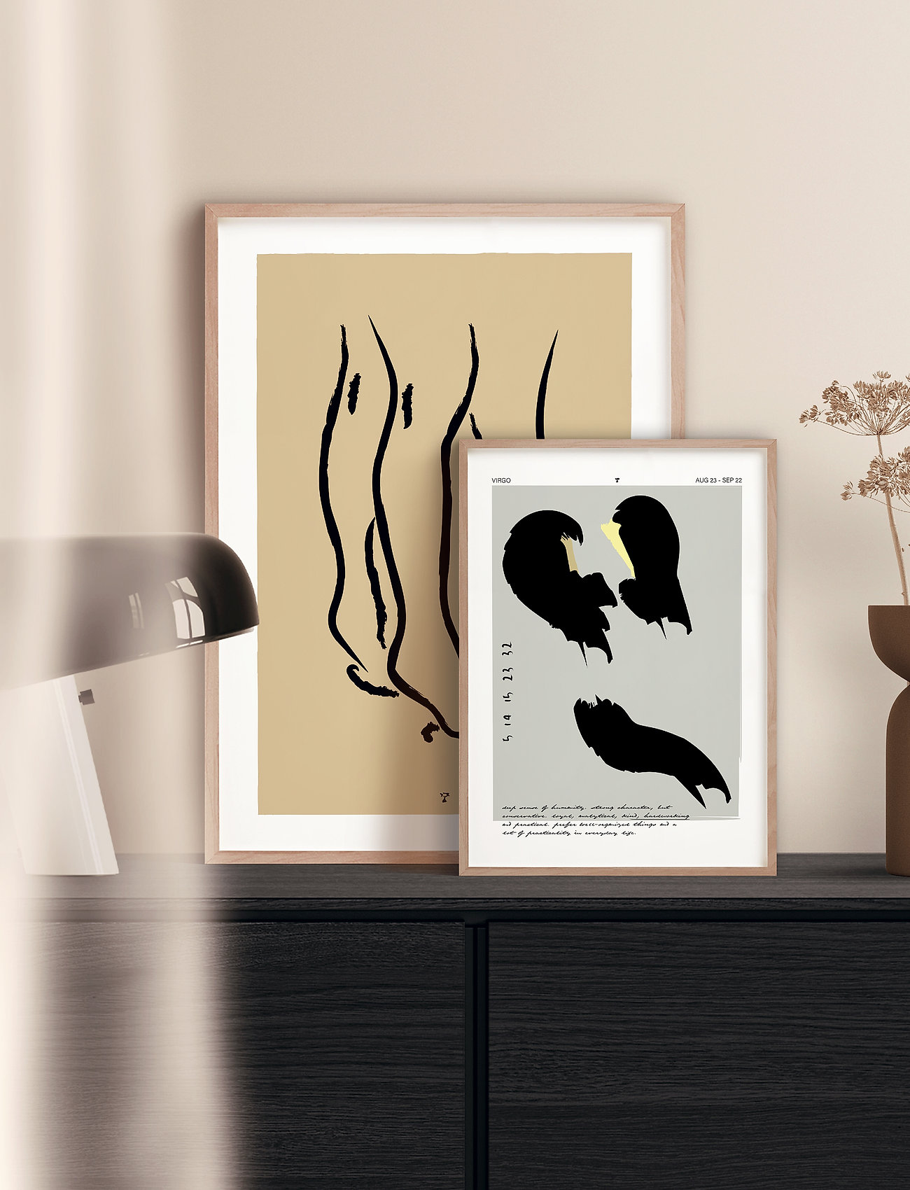 Poster & Frame Virgo, 42X29.7 cm, Multi/patterned, Plakater > Sort Og Hvid, Unisex
