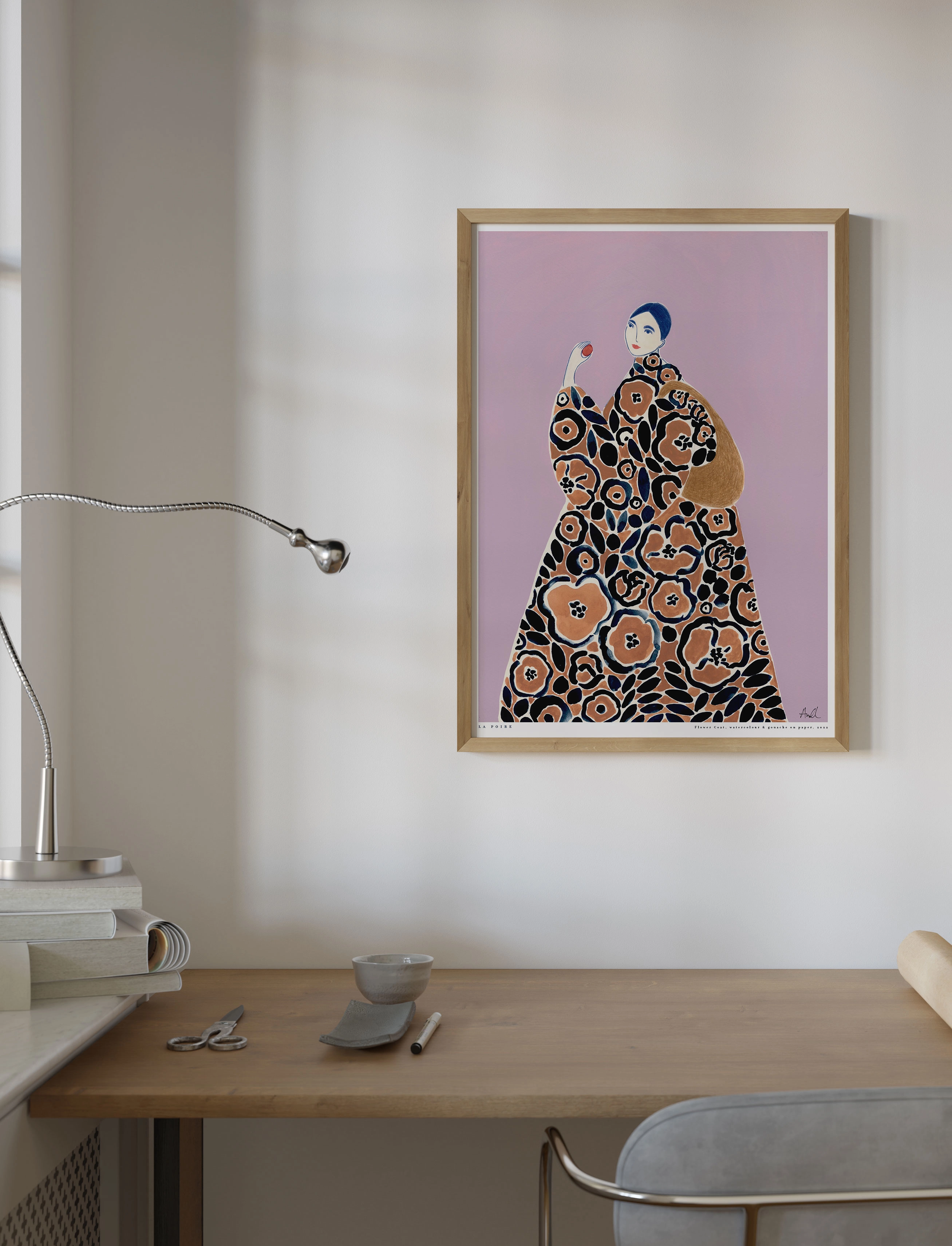 Poster & Frame La Poire - Flower Coat, A3, Multi/patterned, Plakater > Illustrationer, Unisex