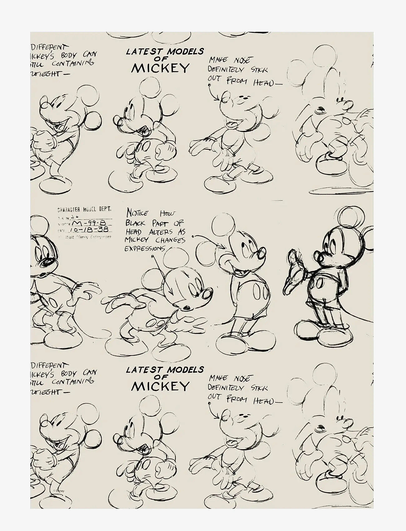 Poster & Frame - Disney - Mickey Mouse Latest Models of Mickey - vänskap - beige - 1