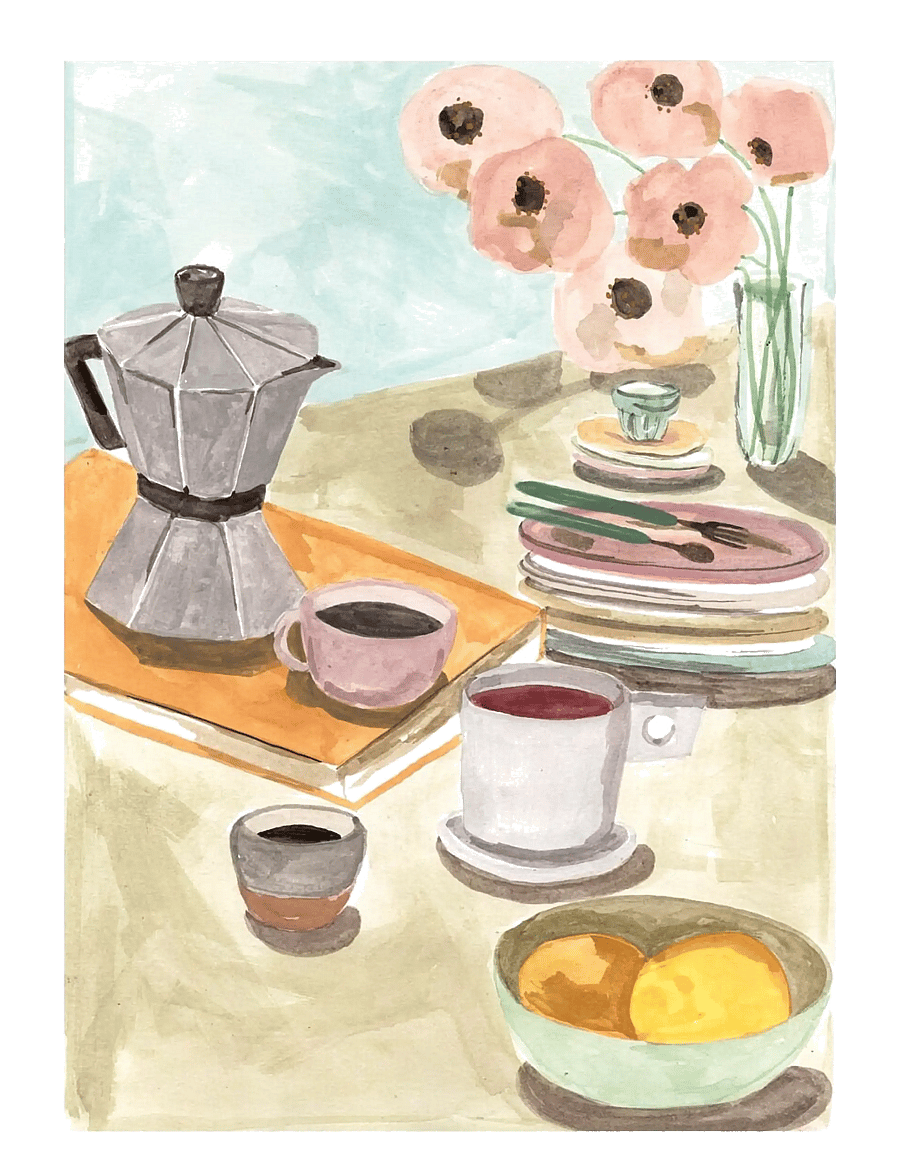 Poster & Frame - Breakfast Table - illustrationen - multi-coloured - 1