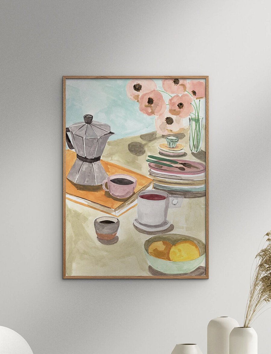 Poster & Frame - Breakfast Table - illustrationen - multi-coloured - 0