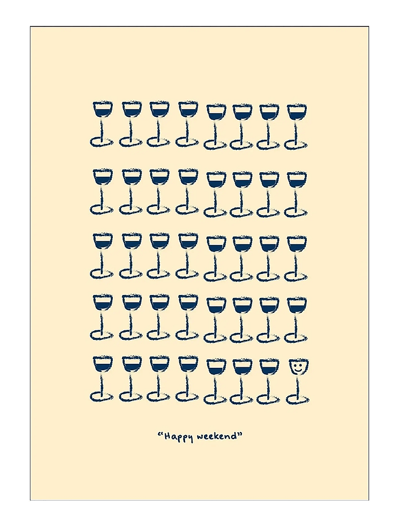 Poster & Frame - Life of van Dijk - Happyweekend Yellow/Navy - illustrationen - beige - 0
