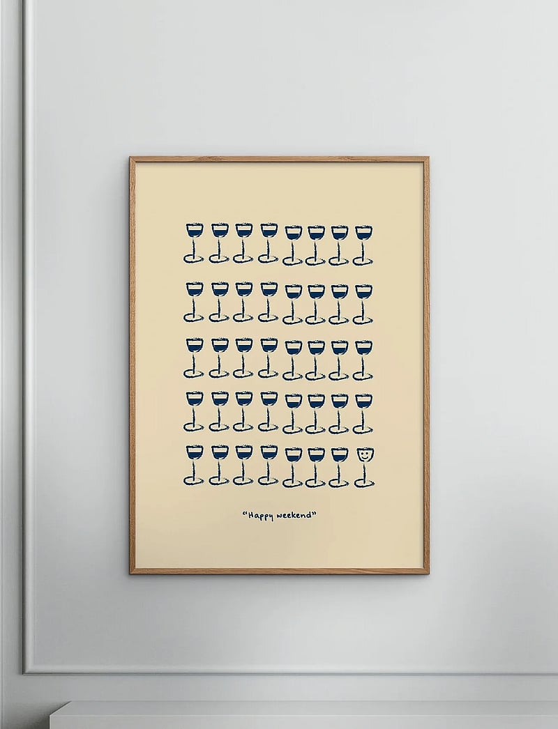 Poster & Frame - Life of van Dijk - Happyweekend Yellow/Navy - illustrationen - beige - 1