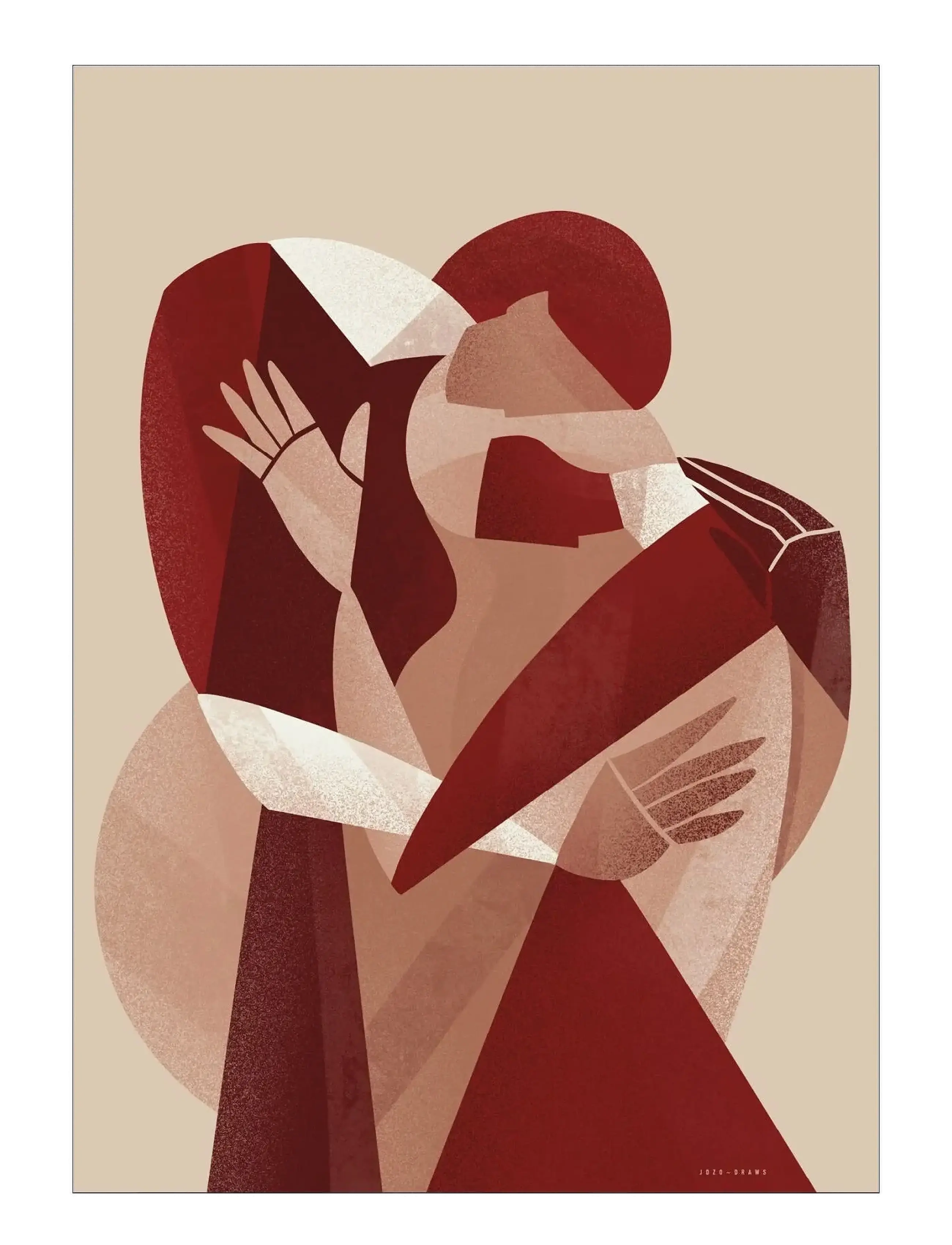 Poster & Frame Jdzo Draws Lovers, Illustrations, Rød, Str: 30X40CM