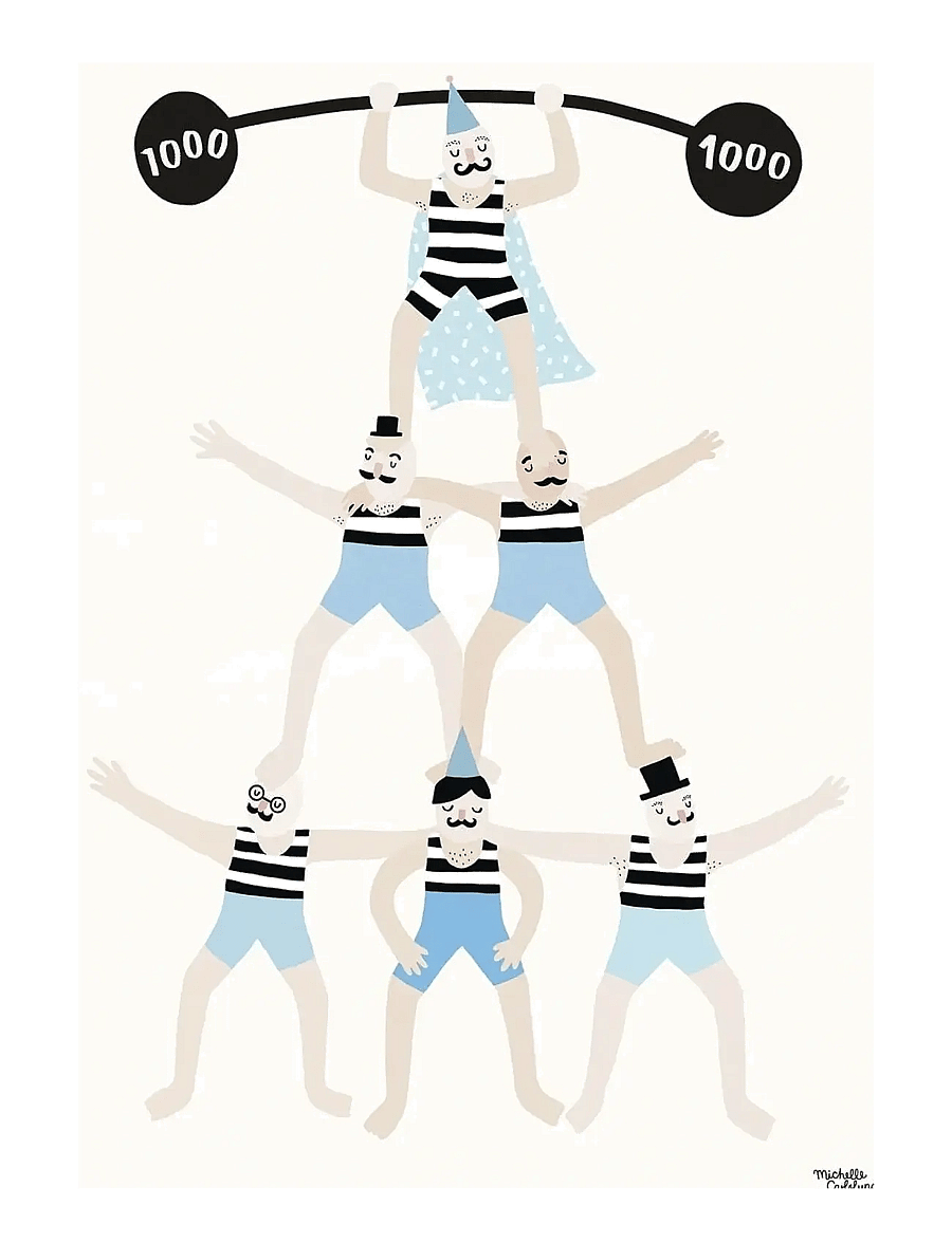 Poster & Frame - Michelle Carlslund - Kids - Acrobats - tsirkus - white - 1