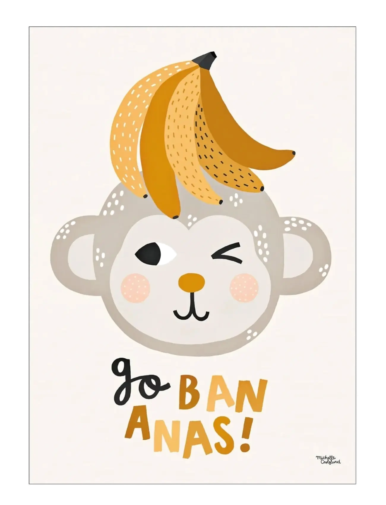 Poster & Frame Michelle Carlslund Kids Go Bananas, 30X40 cm, Posters Frames, Beige - Posters, Kinder