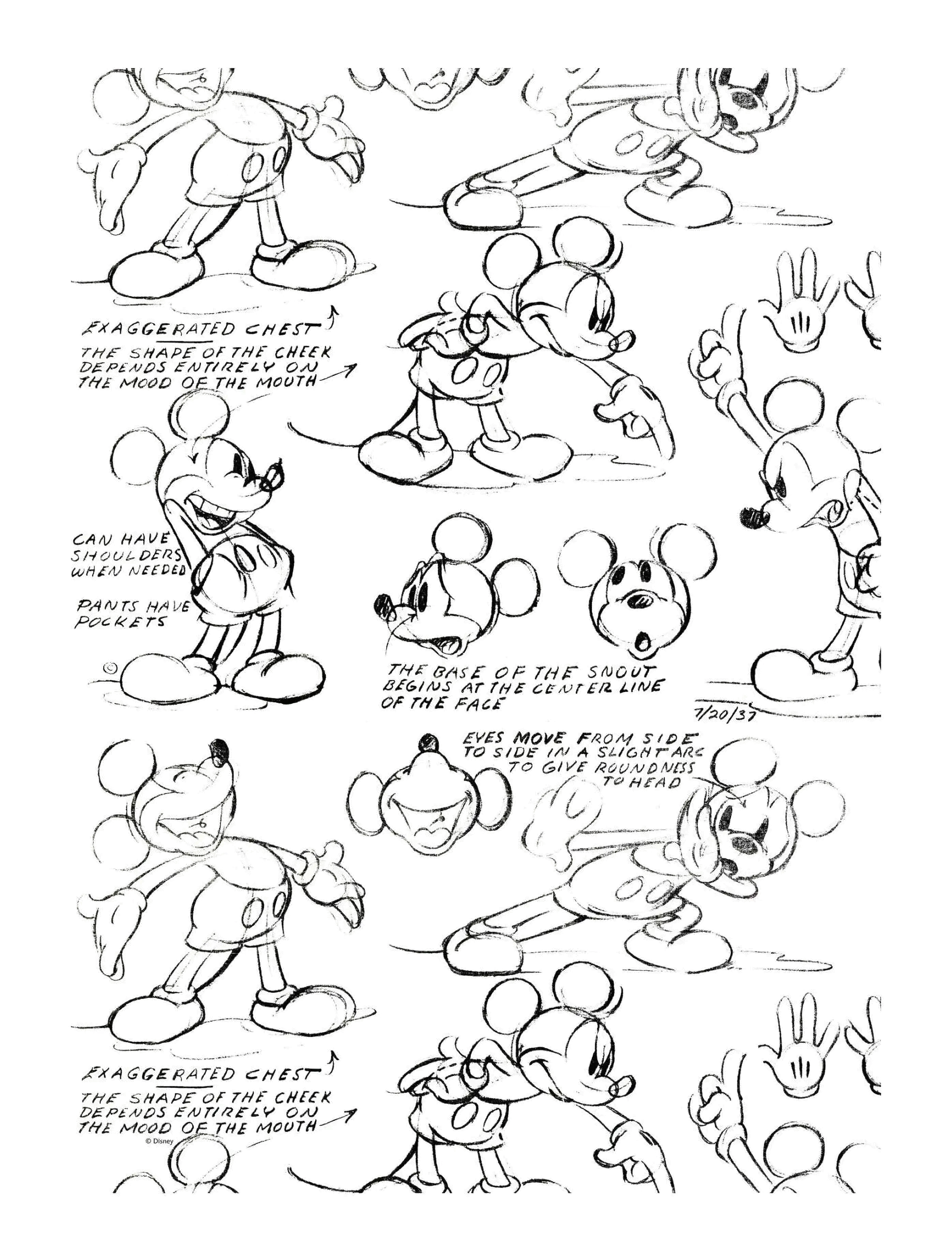 Poster & Frame Disney Mickey Mouse – Character Sheet 1937, Plakat, Sort, Str: 50X 70CM