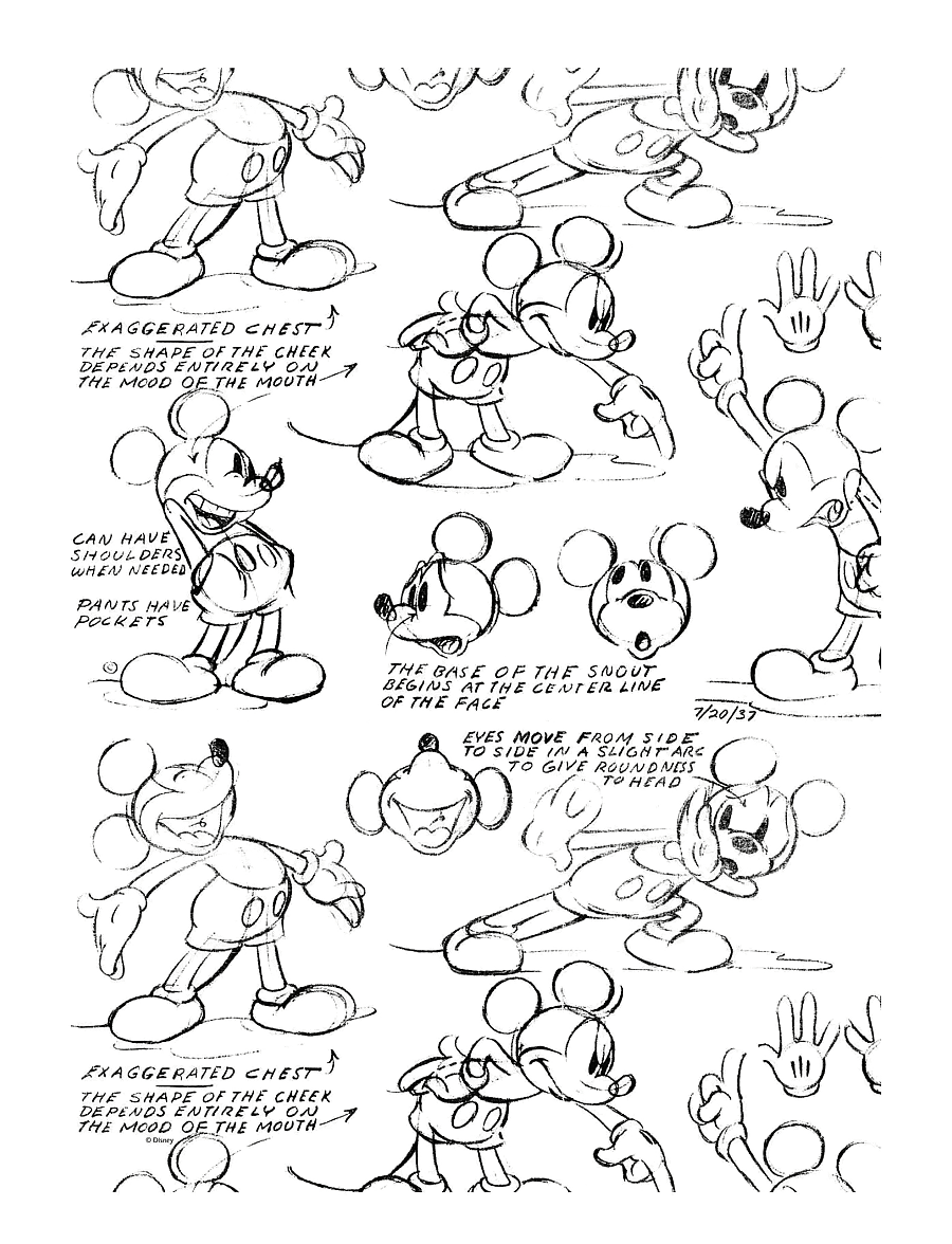Poster & Frame - Disney - Mickey Mouse – Character Sheet 1937 - freundschaft - black - 1