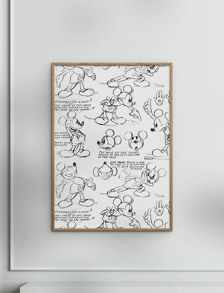 Poster & Frame - Disney - Mickey Mouse – Character Sheet 1937 - freundschaft - black - 0