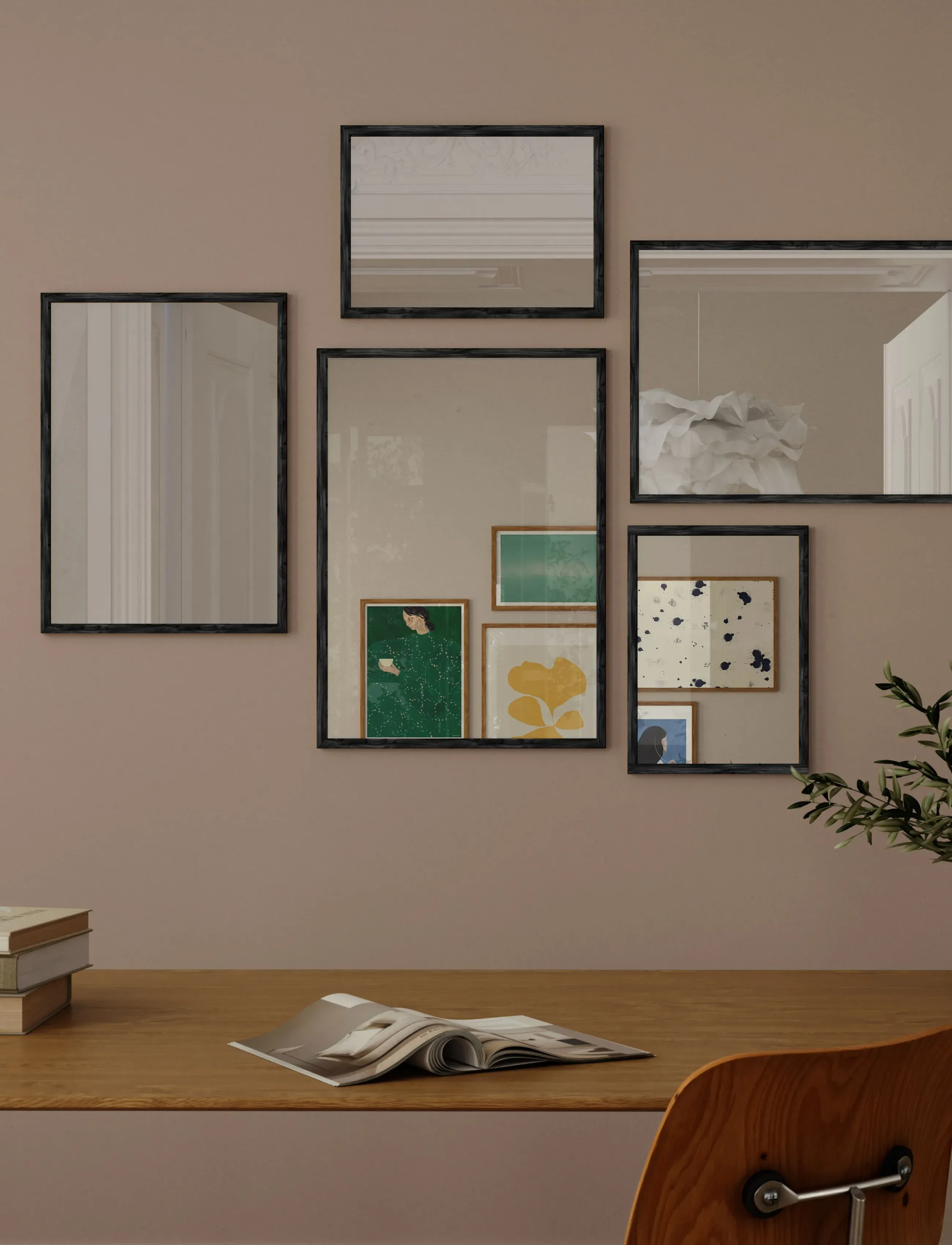 Poster & Frame - Black Wood Mirror - wandspiegel - black - 2