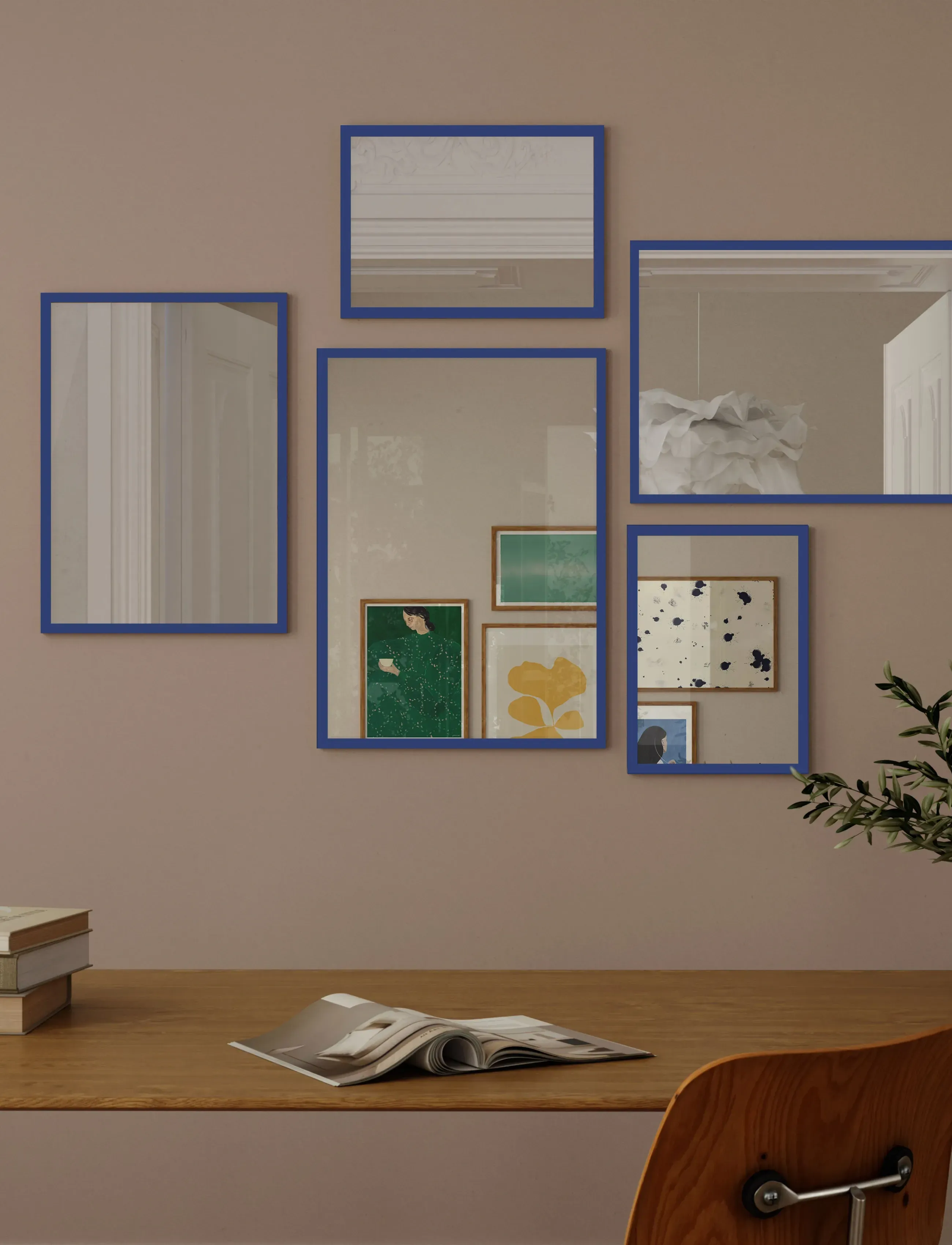 Poster & Frame - Blue Wood Mirror - wandspiegel - blue - 2