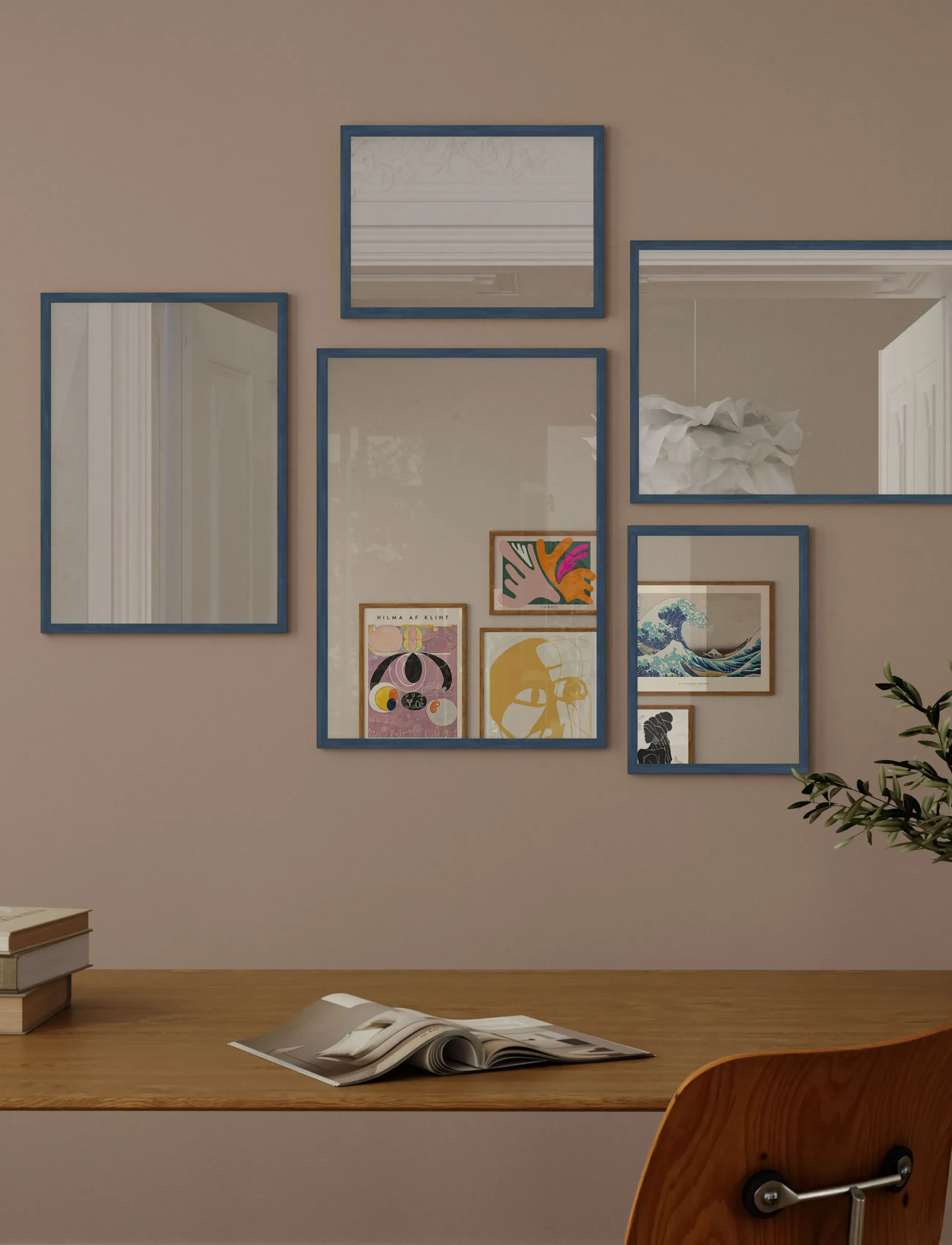 Poster & Frame - Indian Teal Wood Mirror - wall mirrors - indian teal - 2