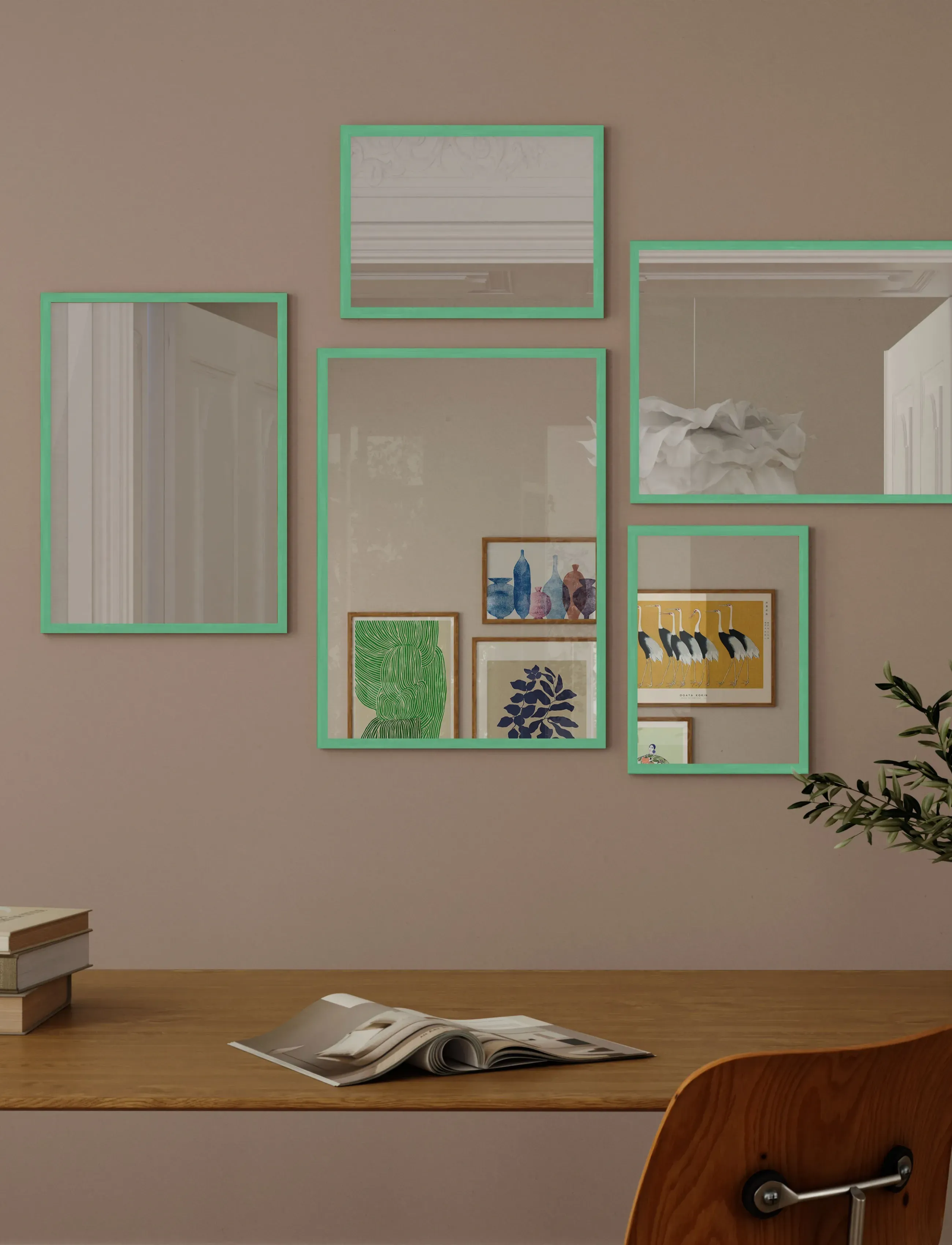 Poster & Frame - Mint Wood Mirror - vægspejle - mint green - 2