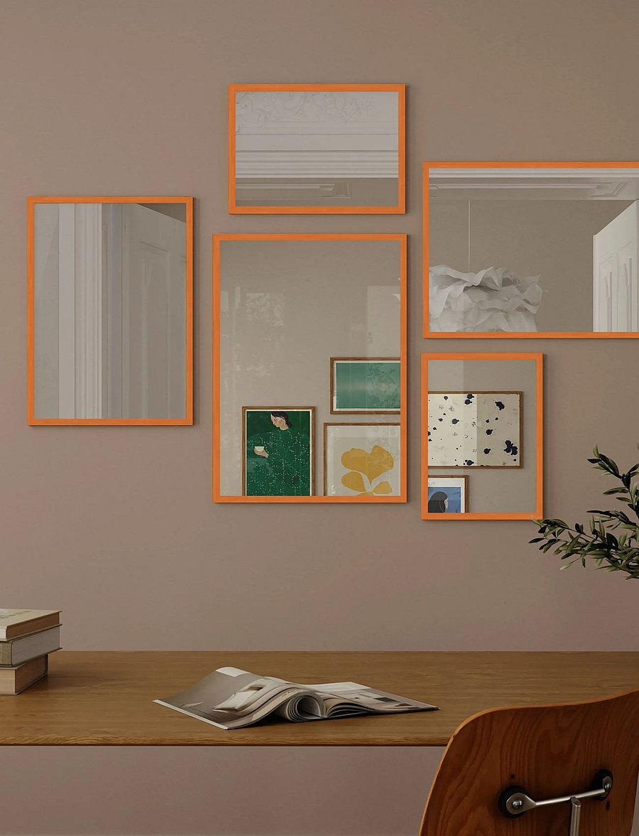 Poster & Frame - Orange Wood Mirror - seinapeeglid - orange - 2