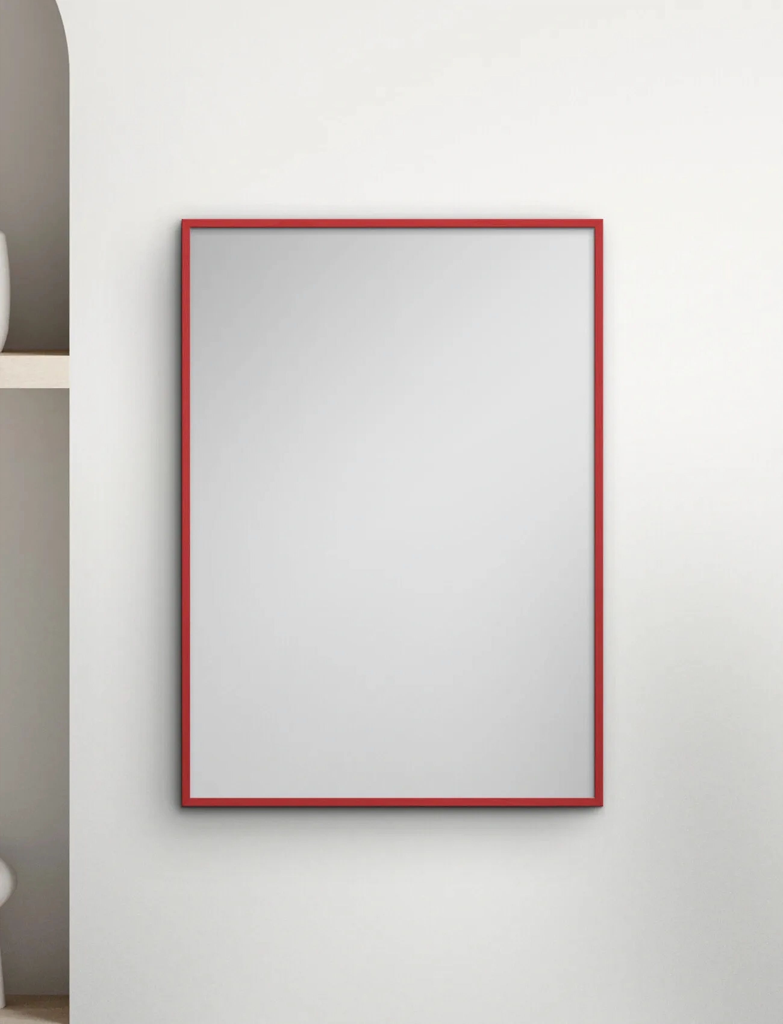 Poster & Frame Red Wood Mirror, 70X100 cm, Mirrors, Rot - Wall Homeware