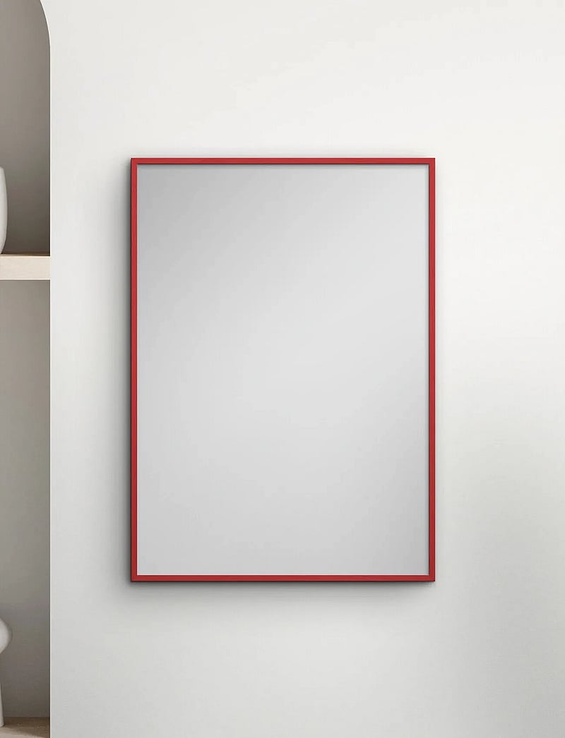 Poster & Frame - Red Wood Mirror - seinapeeglid - red - 0
