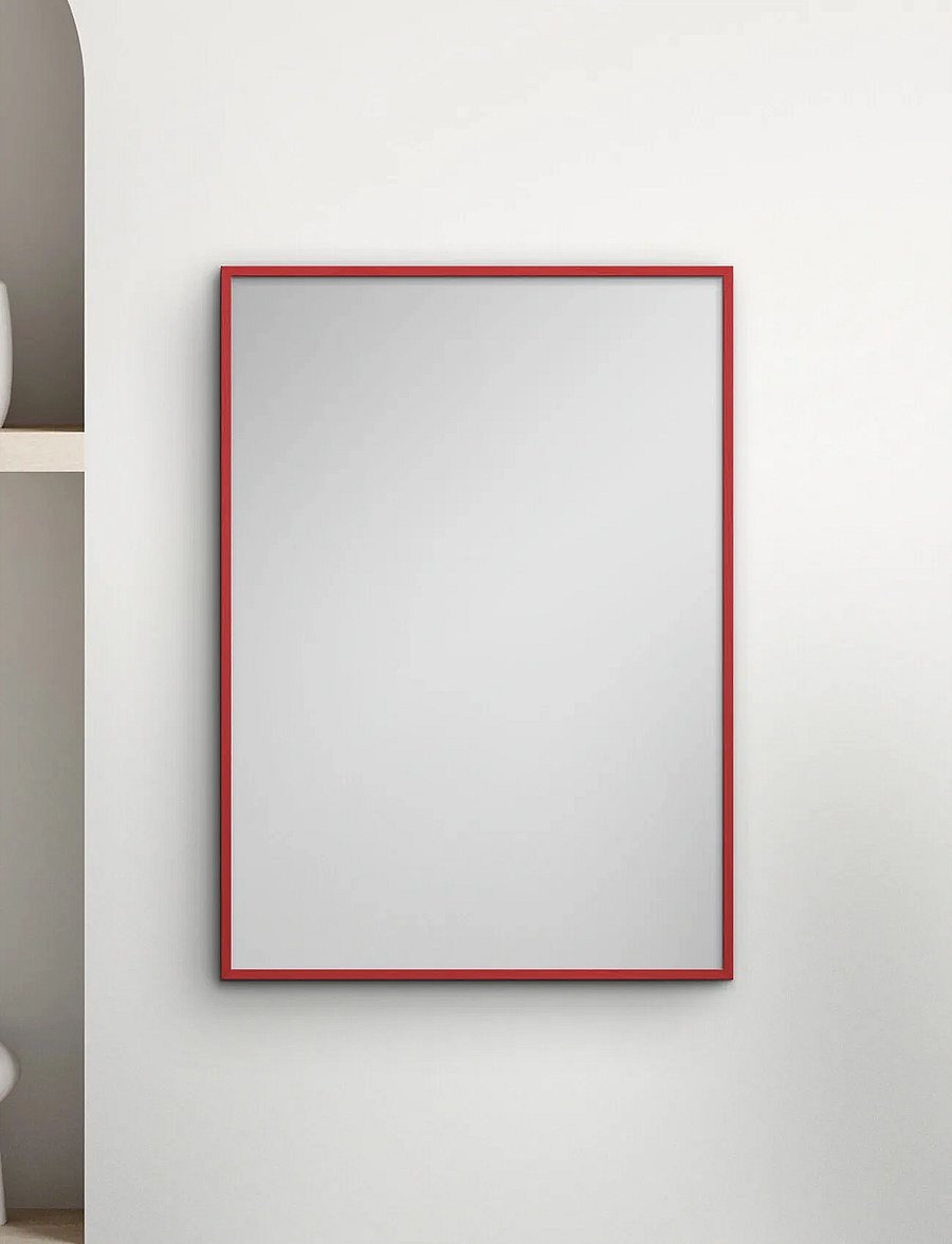 Poster & Frame - Red Wood Mirror - wandspiegel - red - 0