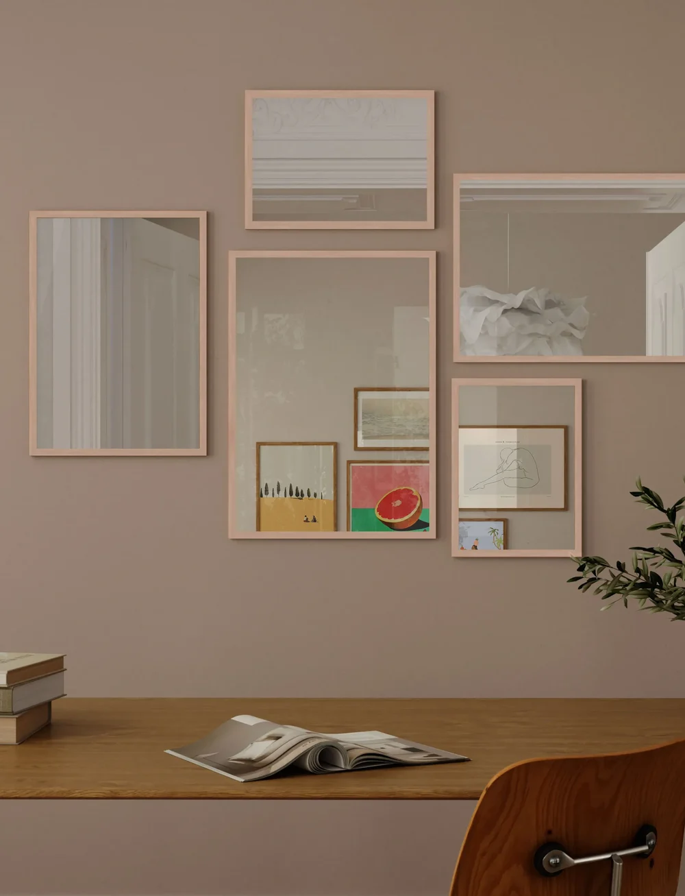 Poster & Frame - Rose Wood Mirror - wandspiegel - rose - 2