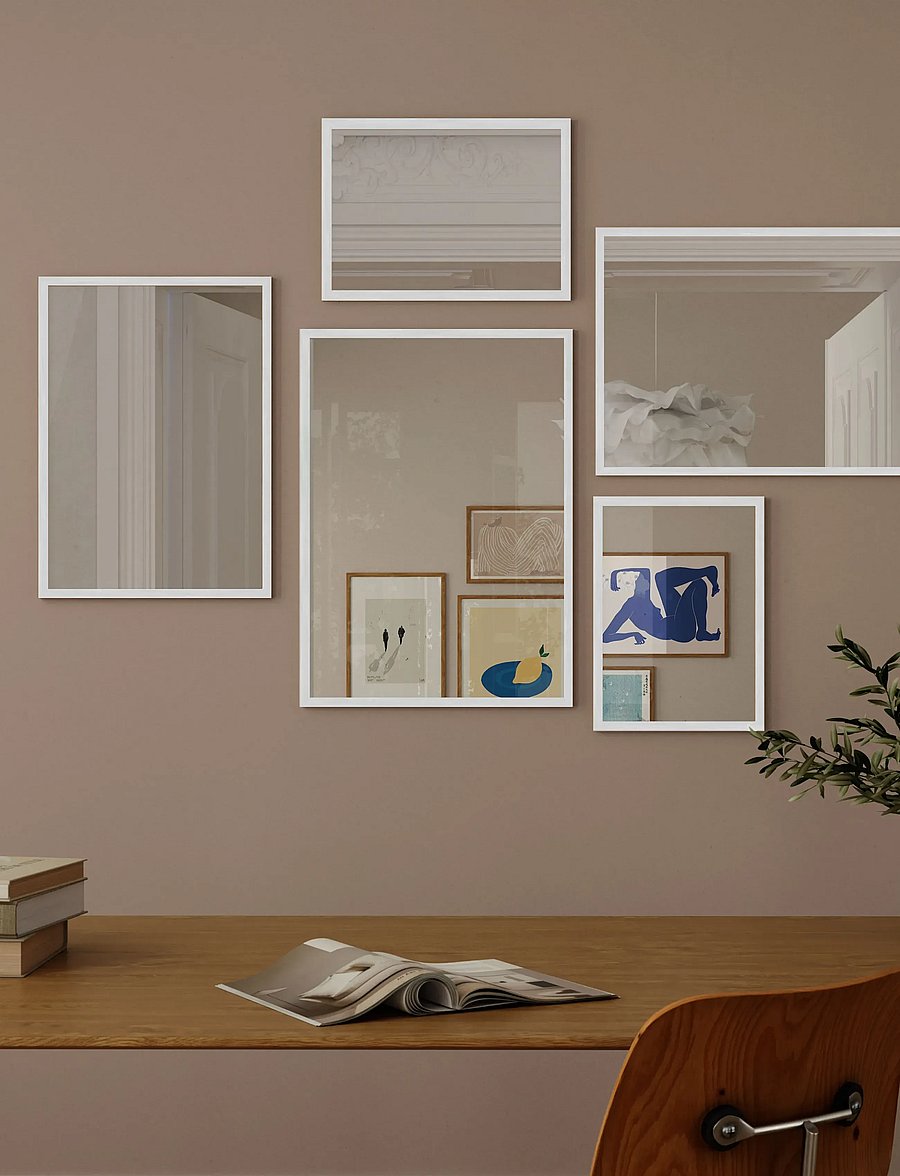 Poster & Frame - White Wood Mirror - seinapeeglid - white - 2
