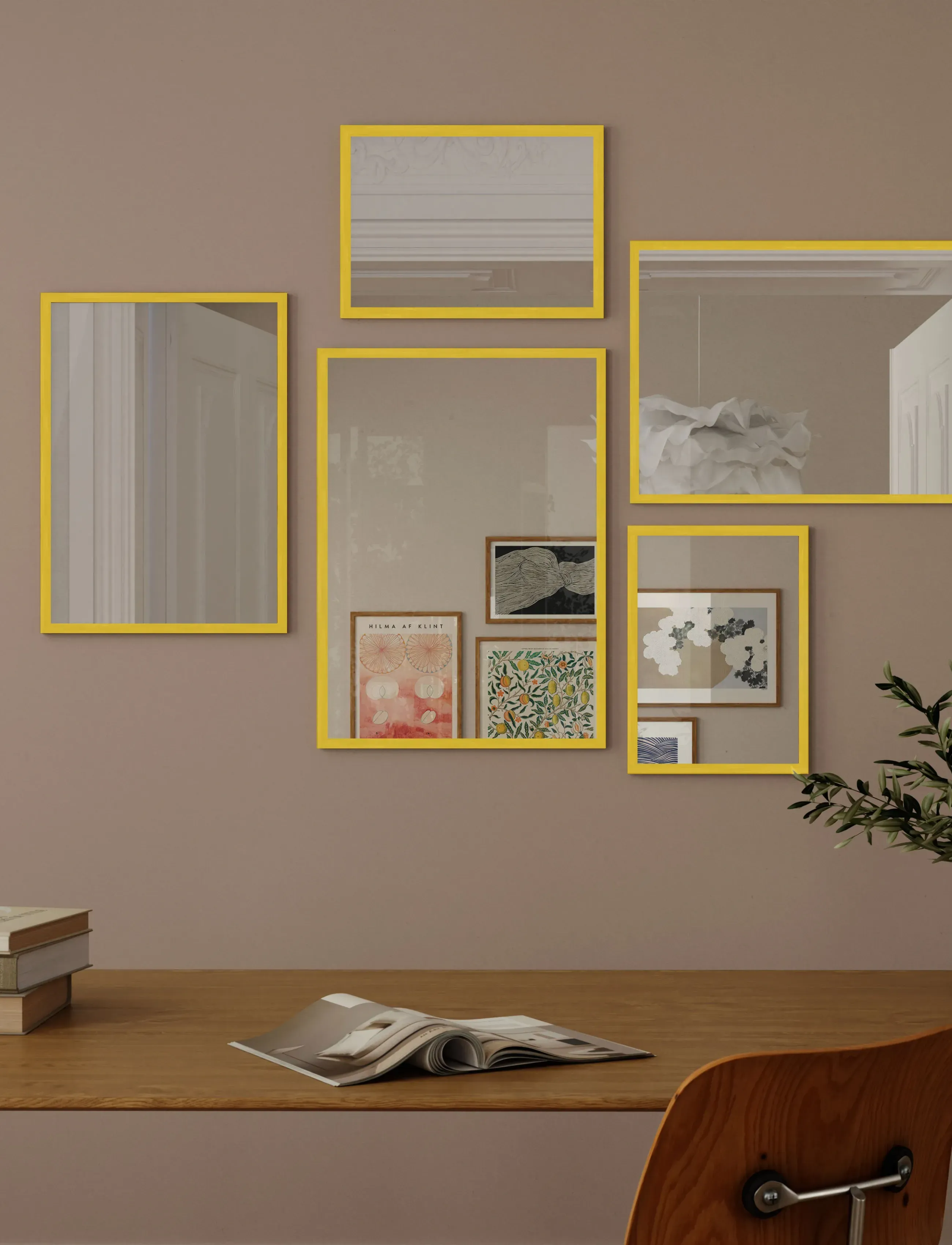 Poster & Frame - Yellow Wood Mirror - väggspeglar - yellow - 2