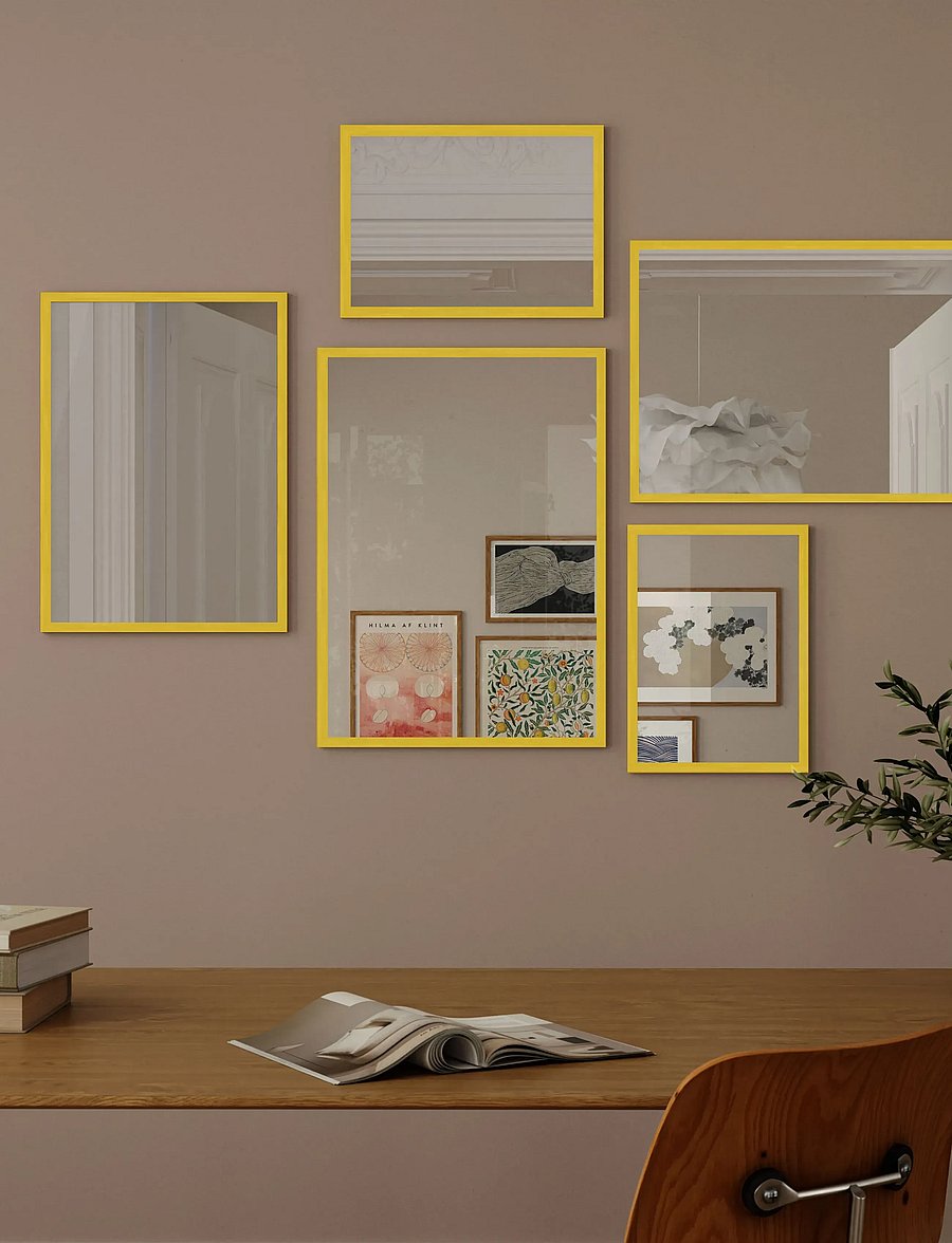 Poster & Frame - Yellow Wood Mirror - seinapeeglid - yellow - 2